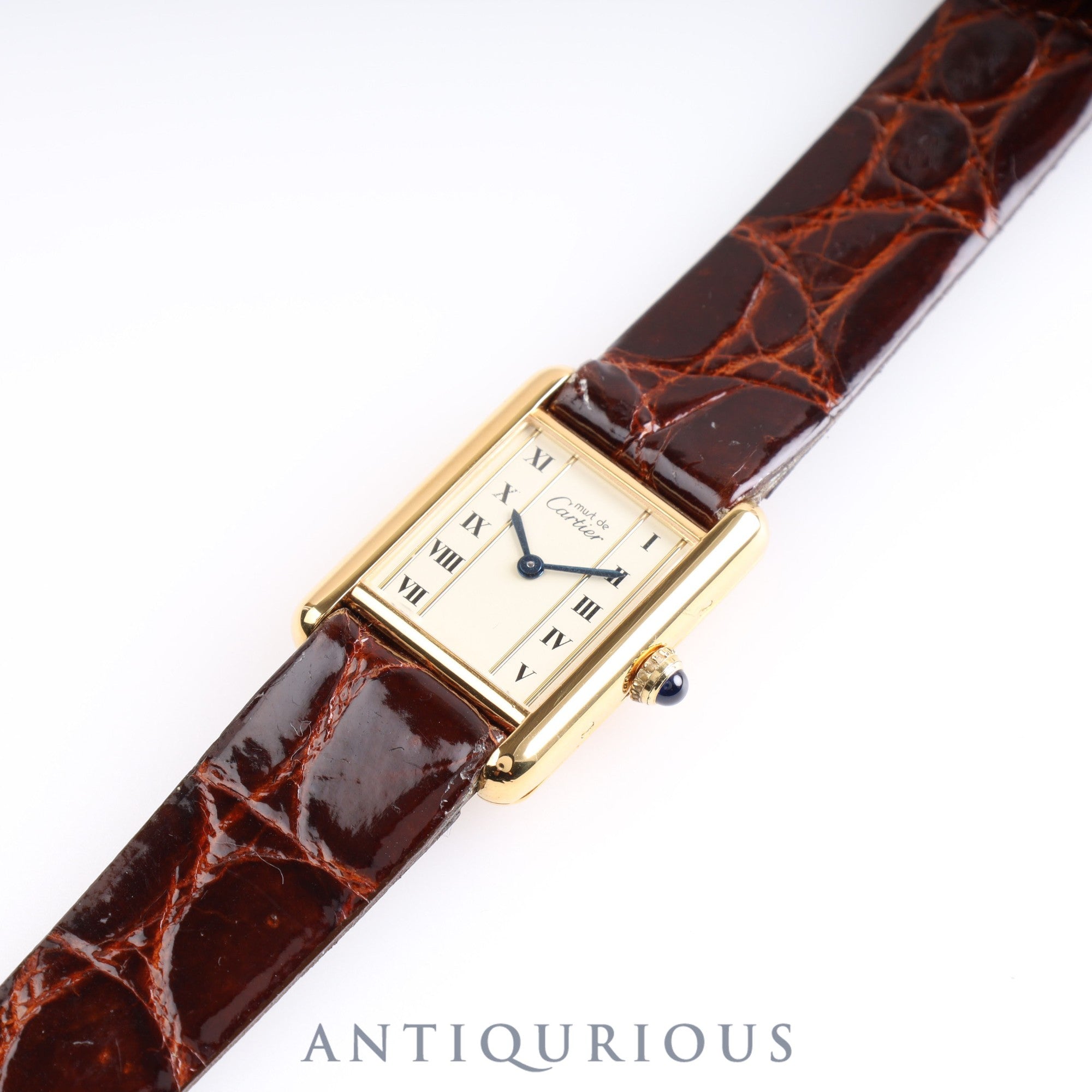 CARTIER Must Tank SM Straight Roman Dial 5057001 925 Leather Genuine Buckle (GP) Quartz Mid 1980s - 1994