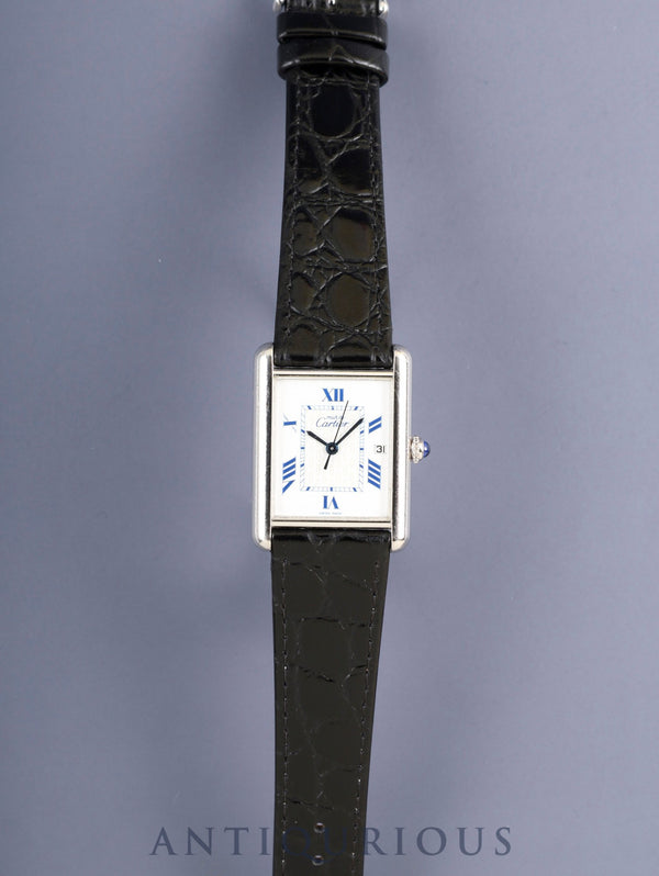 カルティエ マストタンク GM（XL） W1014154 /2414 クォーツ Cal.687 SV925 革 純正ピンバックル（SS） ホワイト飛びローマン文字盤（SWISS MADE表記 ）オーバーホール済み