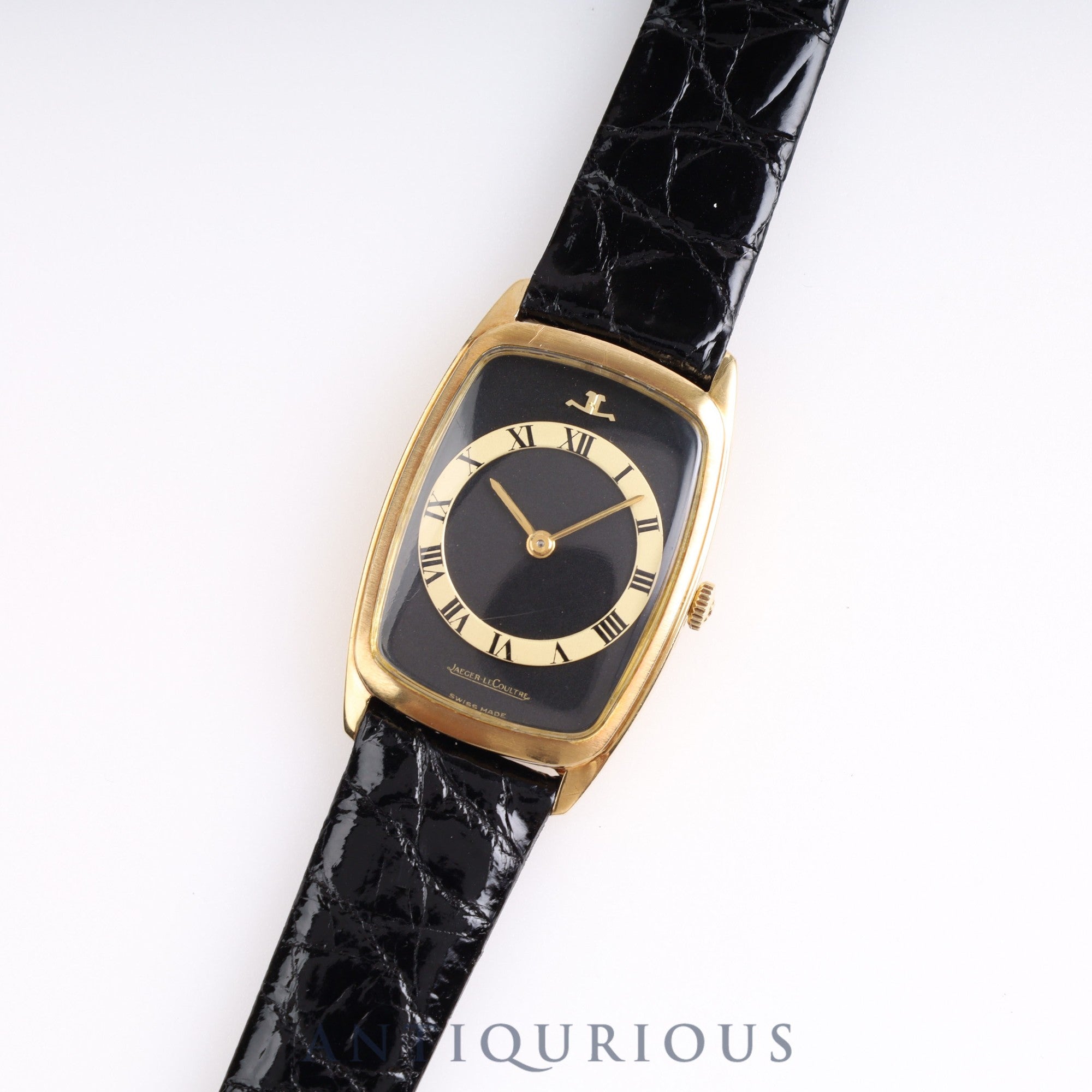 JAEGER・LECOULTRE RECTANGULAR Vogue 904321 Manual winding Cal.818/2 YG Leather Black Dial