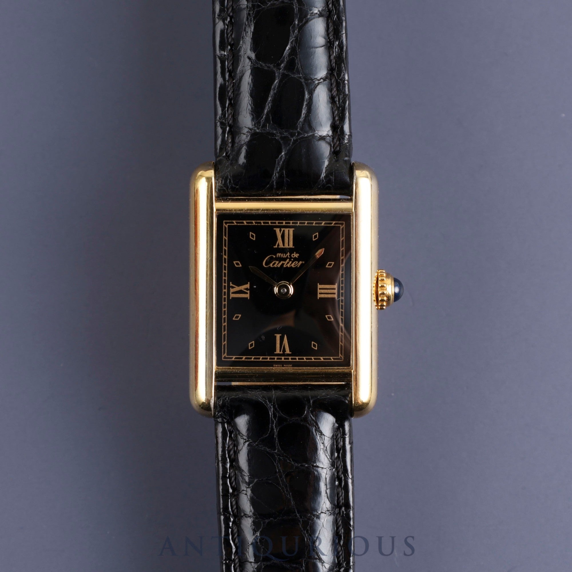 Cartier Must Tank SM 557051 Quartz SV925 Leather Genuine D-buckle (GP) Black Roman dial Repair details (February 2024) Complete service (full maintenance) completed at Cartier boutique