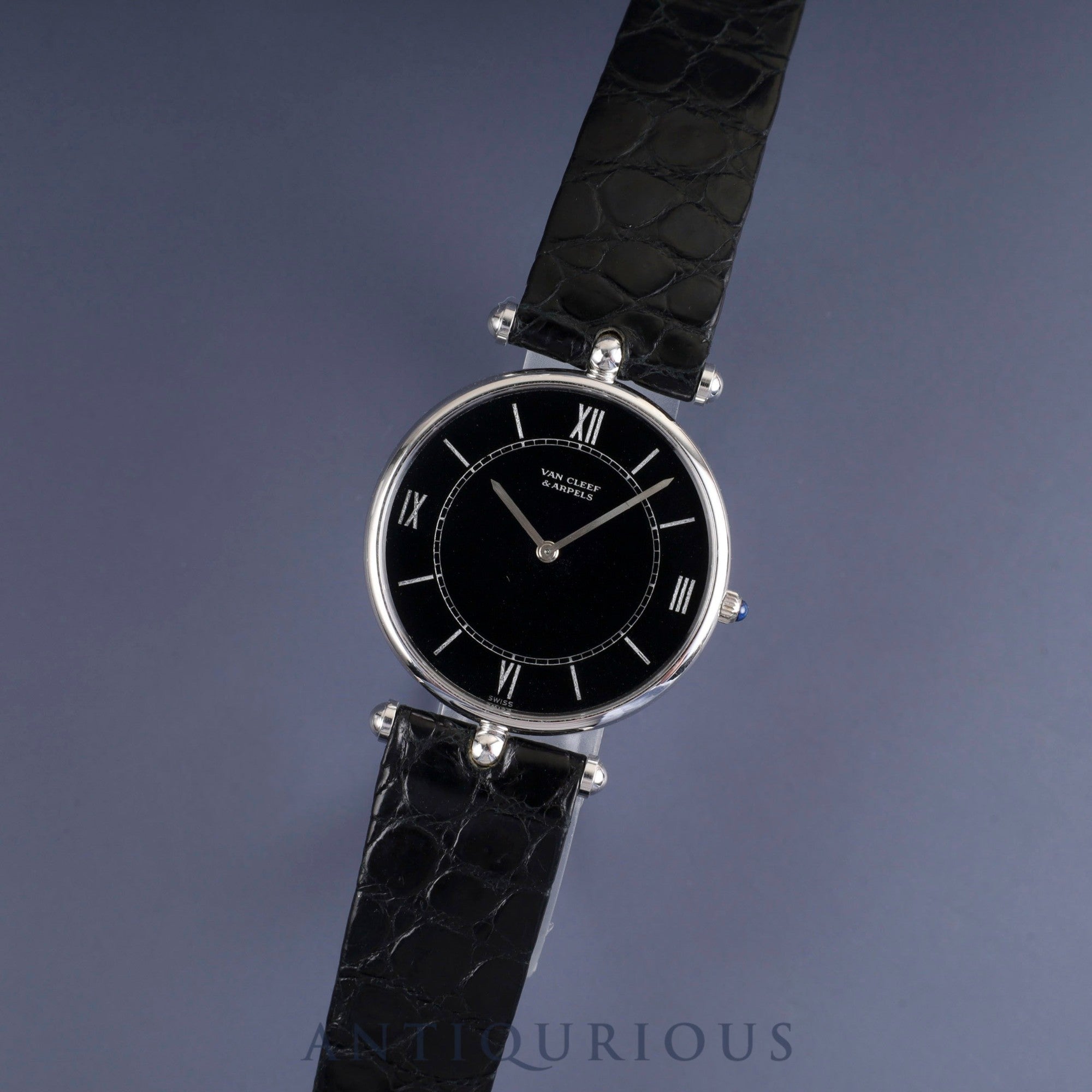ヴァンクリーフ＆アーペル ラ・コレクション 9065 手巻き Cal.PIAGET 9P2 750 革 尾錠（ピアジェ製/750） ブラックローマン文字盤 オーバーホール済み