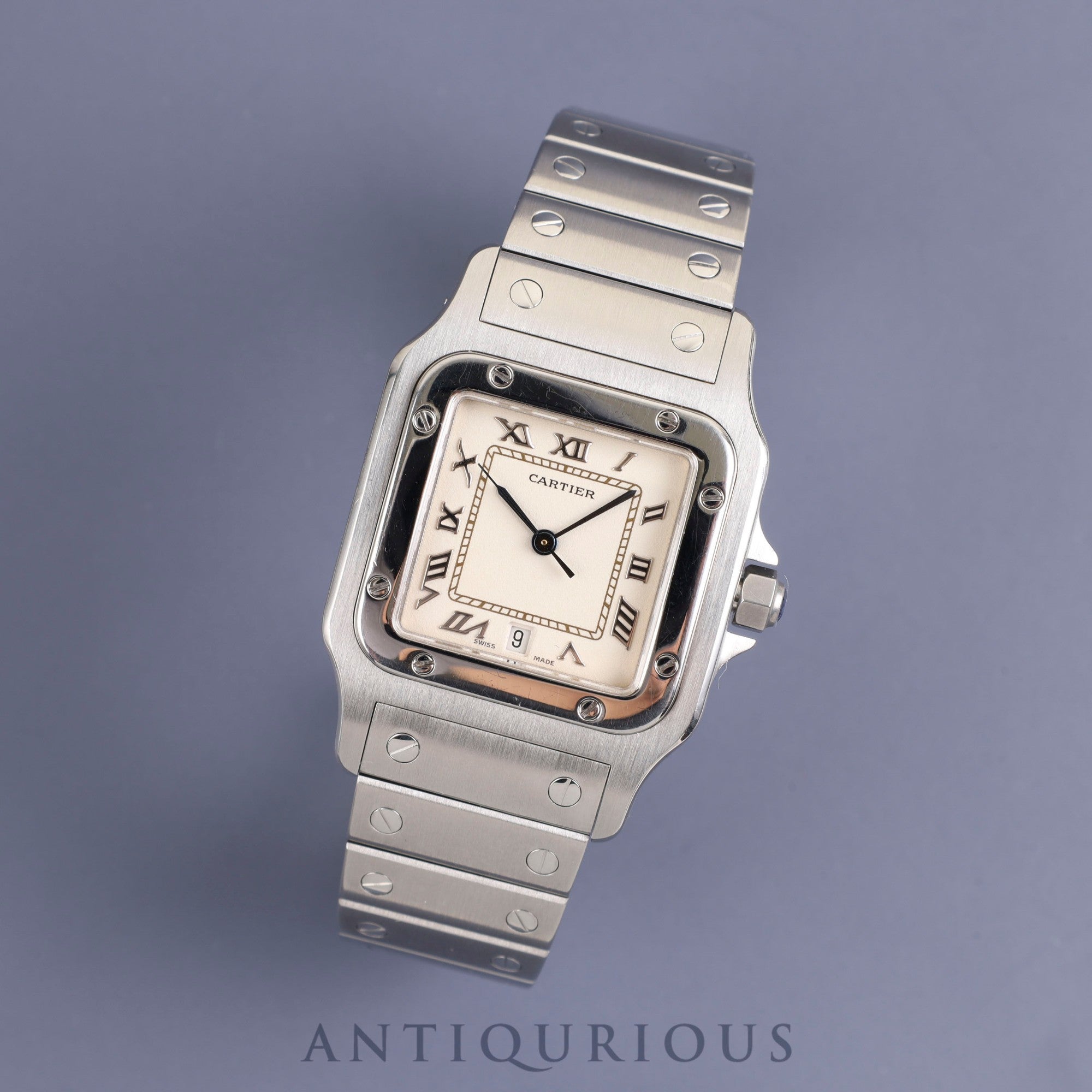 Cartier Santos Galbee LM W20025D6 / 987901 Quartz Cal.687 SS SS Ivory Roman Dial Box Warranty (1993) Overhauled