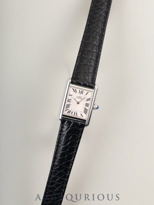 カルティエ マストタンク MM W1016130 / 2416  クォーツ Cal.057 SV925 革 純正Dバックル（SS） ピンクローマン（クリスマス限定）文字盤 オーバーホール済み