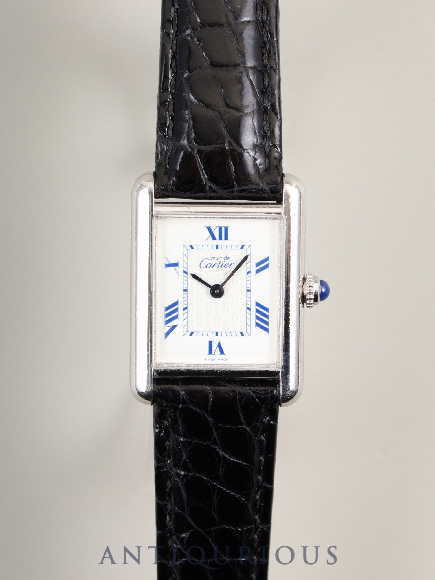 Cartier Must Tank MM W1014054 / 2416 Quartz SV925 Leather Genuine Deployant Buckle (SS) White Dial with Exploding Roman Numerals and Double C (SWISS MADE marking) Complete service done at Cartier boutique