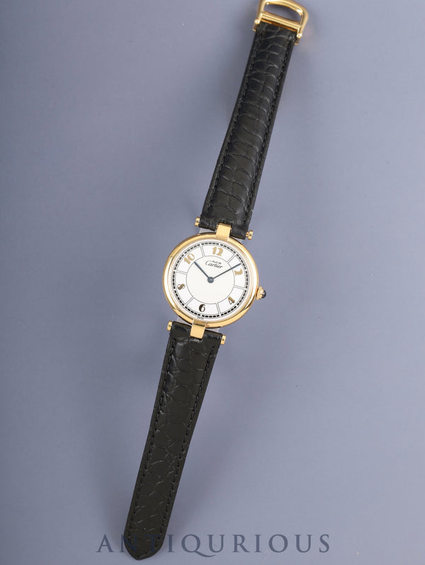 カルティエ マスト ヴァンドーム VLC LM W1009754 / 1861 クォーツ Cal.90 SV925 革 純正Dバックル（GP）飛びアラビア文字盤（SWISS表記） 箱 オーバーホール済み