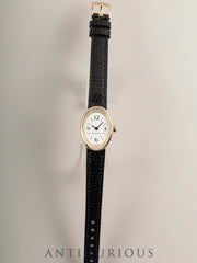 Bvlgari Oval OV27G Quartz Cal.MVE065-MBBB 750YG Leather Original Pin Buckle (750YG) White / Diamond Dial (SWISS MADE) Booklet Warranty (1999) Overhauled