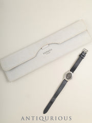 Hermes Clipper Oval CO1.210 Quartz Cal.976.001 Stainless Steel, Original Strap (□E stamp: 2001), Original Pin Buckle (Stainless Steel), Black Dial, Case Overhauled