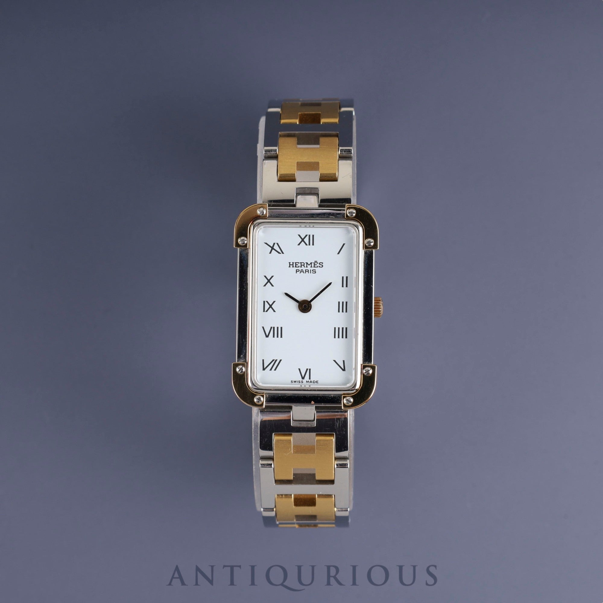 Hermes Cloajour CRI.240 Quartz Cal.976.001 SS/GP SS/GP White Dial Box Warranty (2010) Overhauled