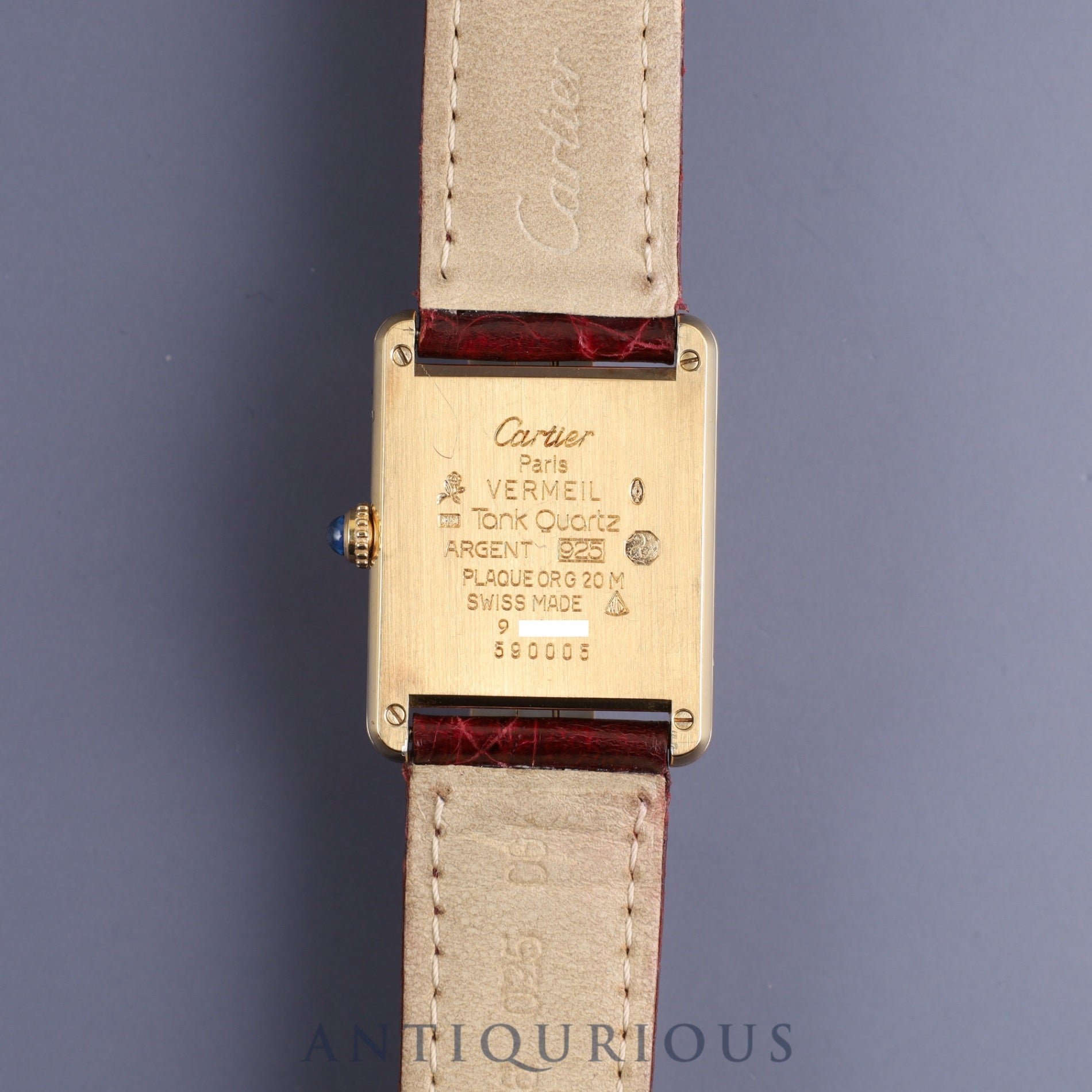 Cartier Must Tank LM 590005 Quartz Cal.90 SV925 Genuine leather strap Genuine buckle (GP) White Arabic dial Overhauled