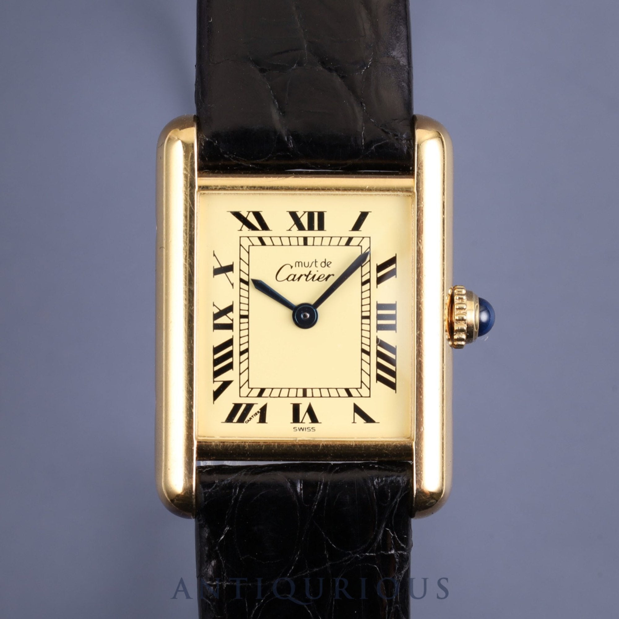 CARTIER カルティエ MUST TANK SM マストタンク SM W1003153 / 1613 クォーツ Cal.057 SV925 革 純正尾錠（GP） ローマンアイボリー文字盤 1980年代半ば～1994年頃 オーバーホール済み