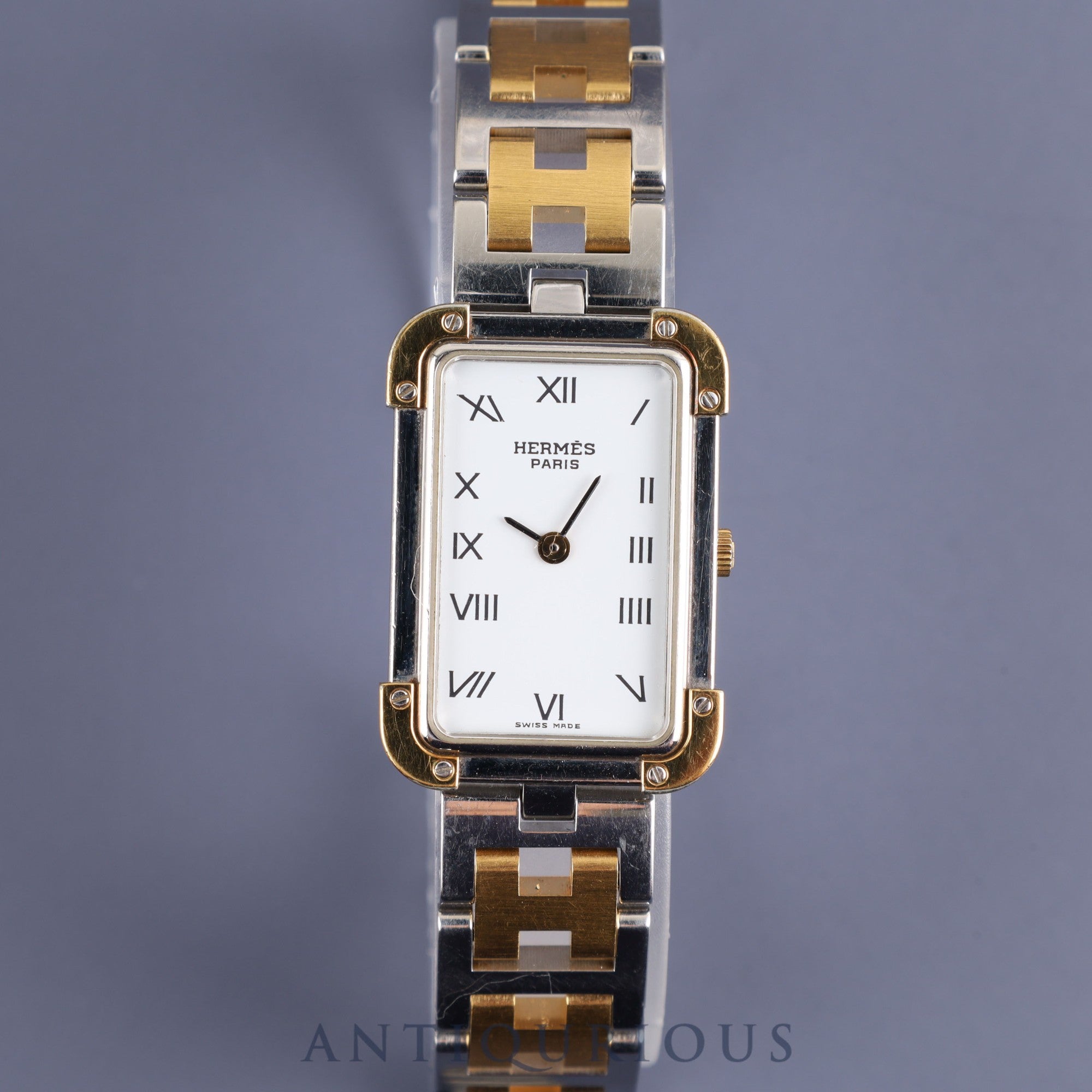 Hermes Cloajour 75.03 Quartz Cal.976.001 SS/GP White Roman Dial Overhauled