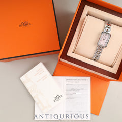 Hermès Cloajour CR2.210 Quartz Cal.976.001 Stainless Steel Pink Shell Dial Box Warranty (2013) Overhauled