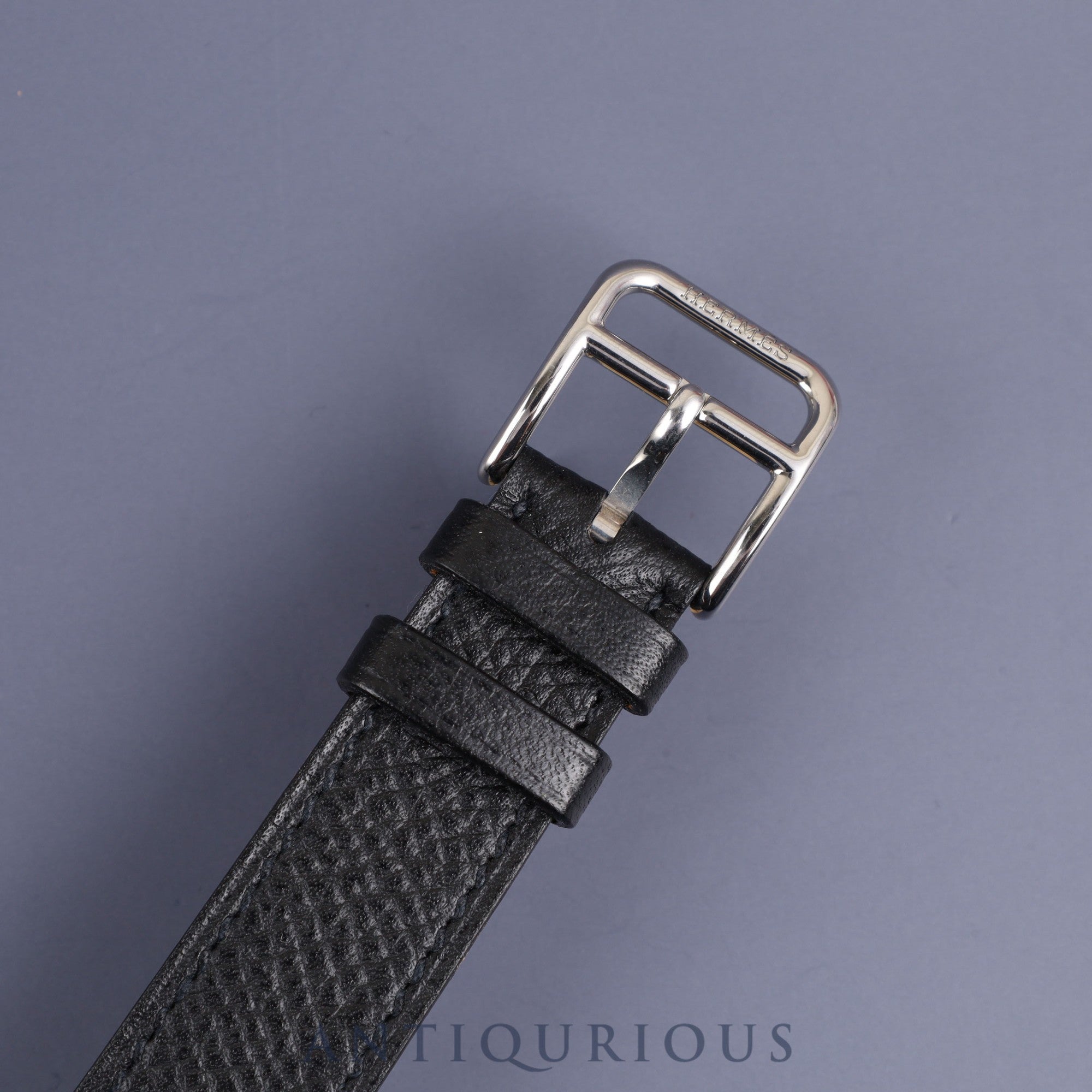 Hermes H Watch HH1.210 Quartz SS Genuine Leather Strap Genuine Buckle (SS) White Arabic Dial Box Booklet Overhauled