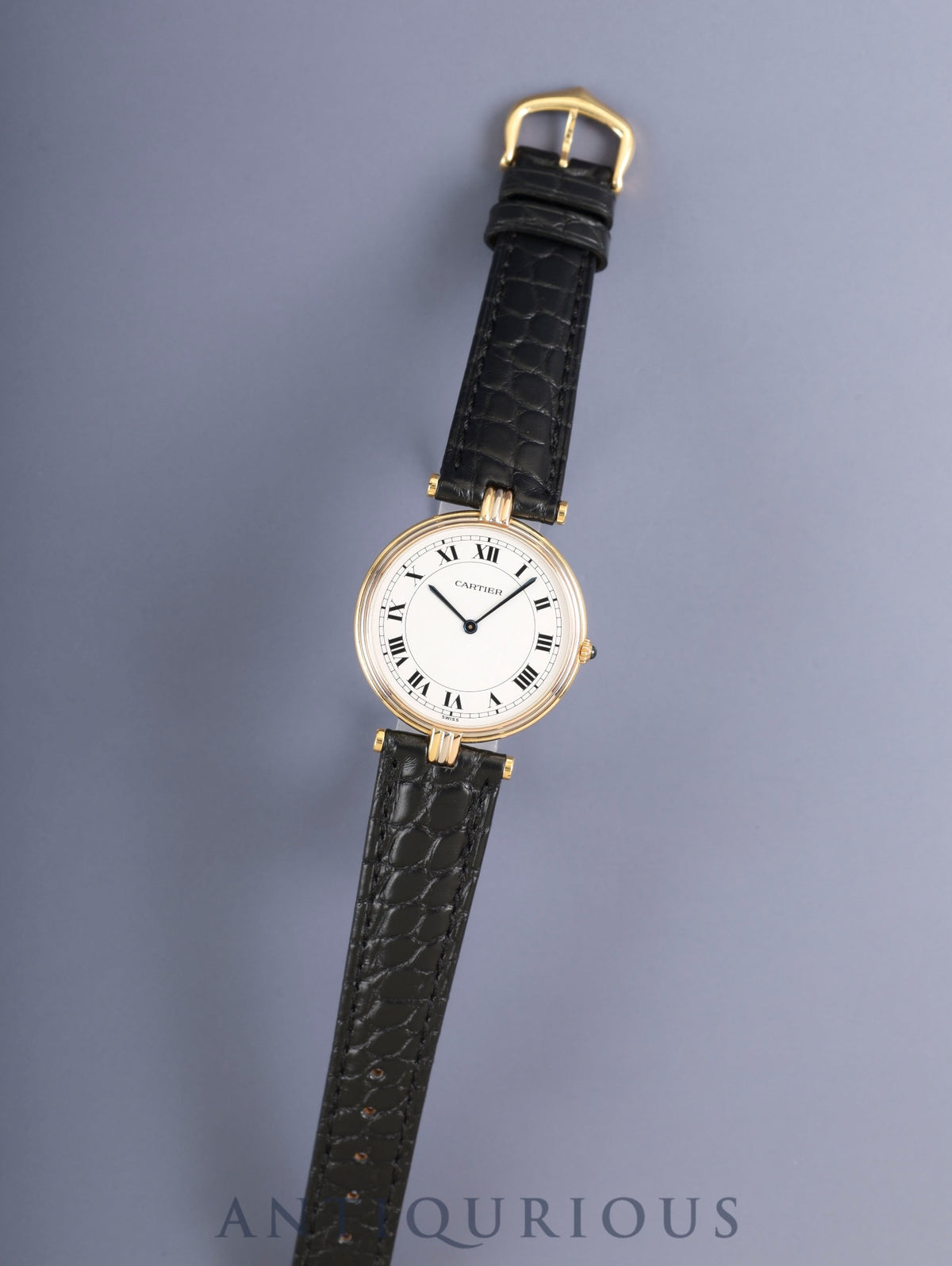 Cartier Vendome VLC LM Trinity 881003 Quartz Cal. 81 750YG Leather Genuine Pin Buckle (GP) White Roman Dial (SWISS marking) Overhauled