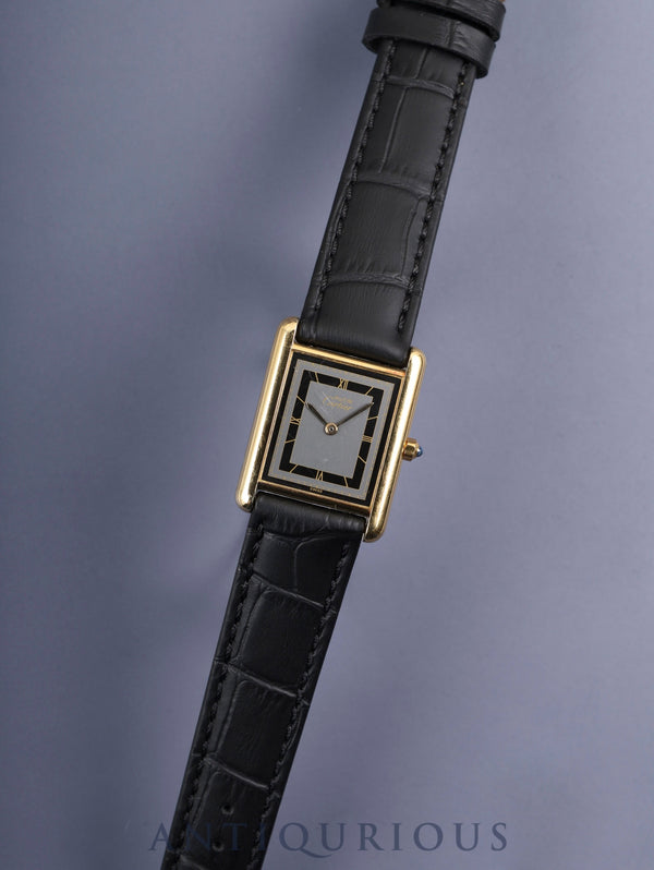 Cartier Must Tank LM 6 81006 Quartz Cal.81 SV925 Leather Genuine Buckle (GP) Grey Roman Dial Overhauled