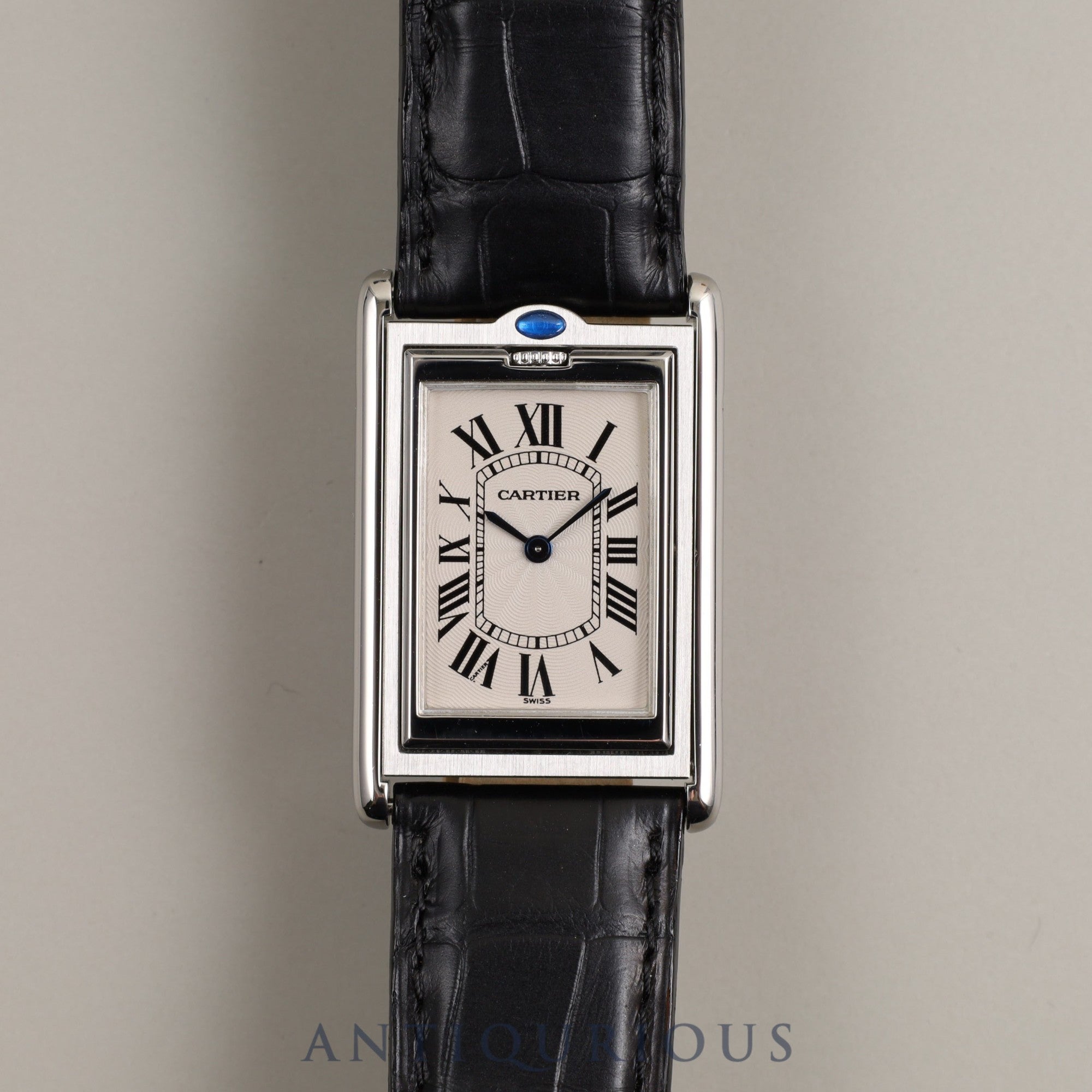 Cartier Tank Basculante LM W1011358 / 2390 Manual winding Cal.060 SS Leather Genuine buckle (SS) White guilloche dial Box