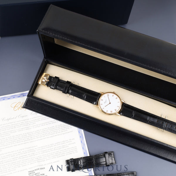 ショパール クラシック 163154/987 手巻き Au750 革 純正尾錠（GP） ホワイト文字盤 箱 冊子 保証書（2012年）オーバーホール済み