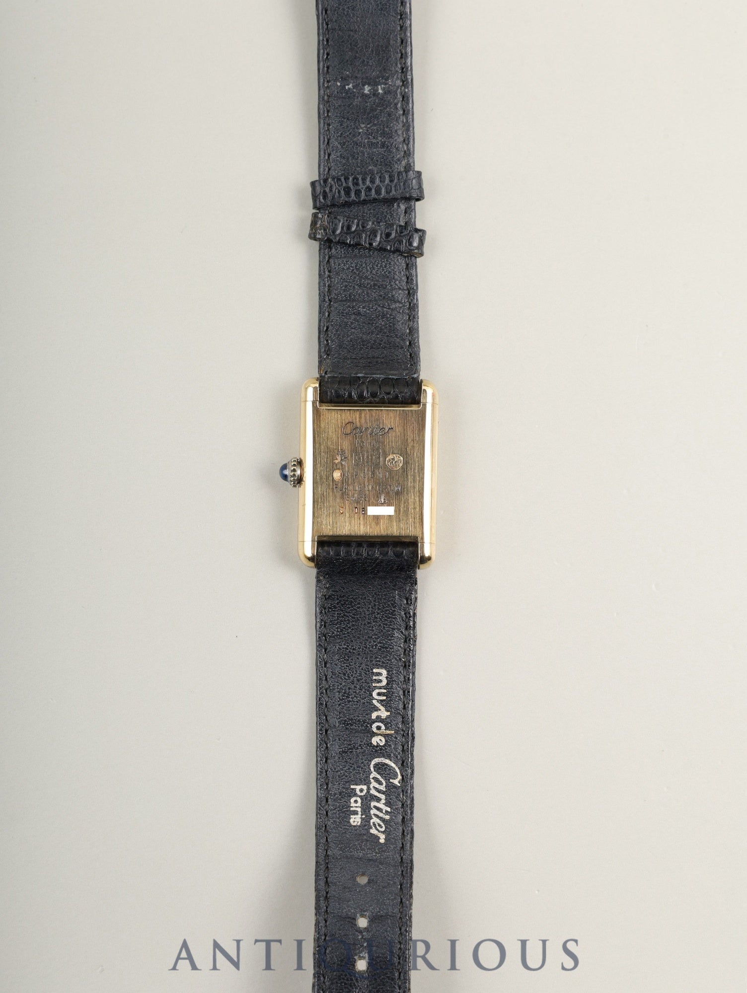 Cartier Must Tank SM Manual winding Cal.78-1 SV925 Original leather strap Original pin buckle Onyx dial (SWISS表記) Overhauled