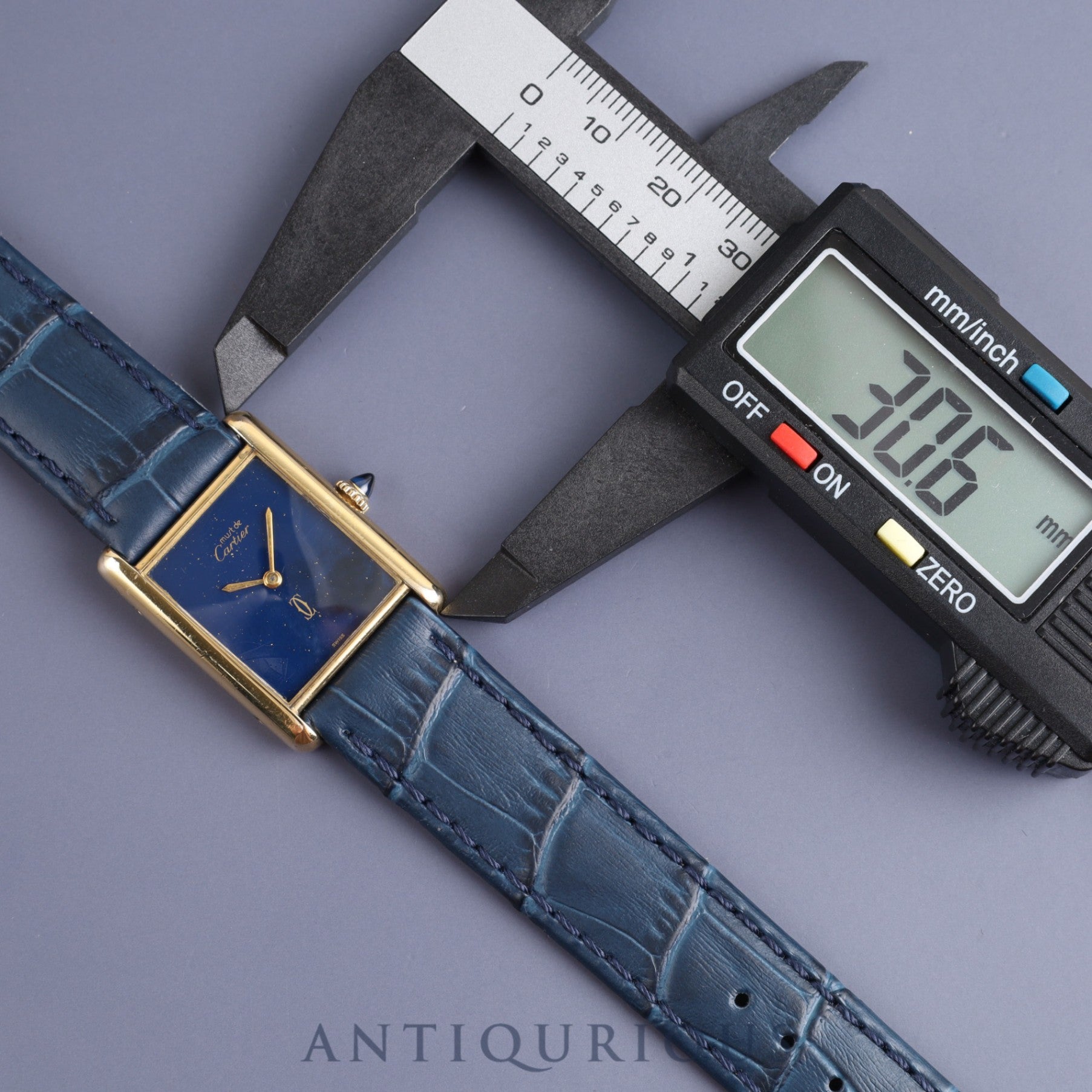 Cartier Must Tank LM Manual winding Cal.78-1 SV925 Leather Genuine buckle (GP) Lapis lazuli dial Overhauled