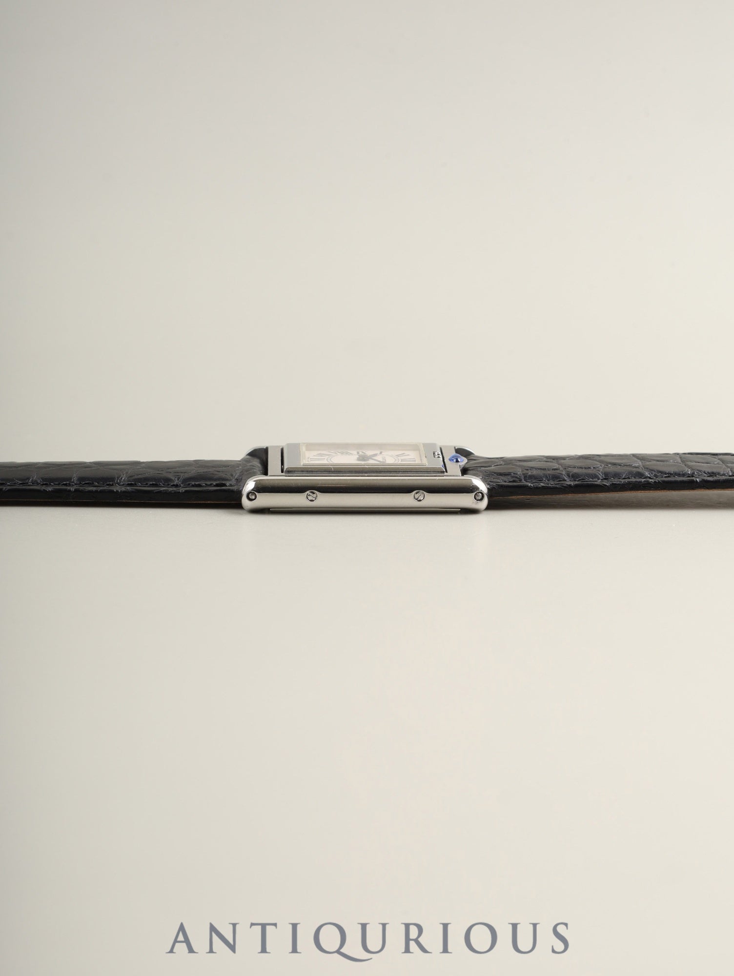 カルティエ タンク バスキュラント SM W10X1158 / 2386 クォーツ Cal.059 SS 革 純正ピンバックル（SS）ホワイトローマン文字盤 オーバーホール済み