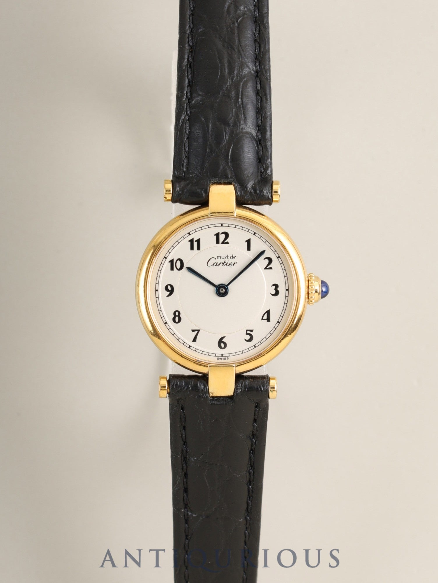 カルティエ マスト ヴァンドーム VLC SM W1002154 / 590004 クォーツ Cal.690 SV925 革 純正Dバックル（GP） アラビア文字盤（SWISS表記）  オーバーホール済み