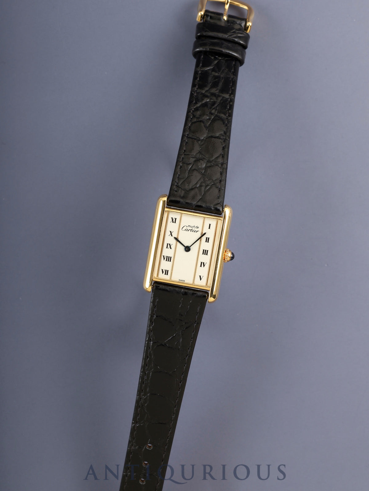 Cartier Must Tank LM 590005 Quartz Cal.90 SV925 Leather Original Pin Buckle (GP) Straight Roman Dial (SWISS marking) Overhauled, Polished