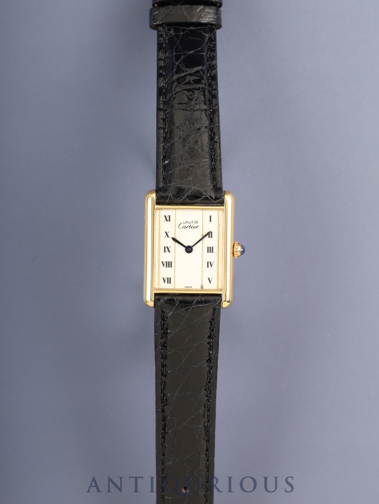カルティエ マストタンク LM 590005 クォーツ SV925 革 純正ピンバックル（GP）ストレートローマン文字盤（SWISS表記） 箱 カルティエブティックにてコンプリートサービス（フルメンテナンス）済み 新品仕上げ済み