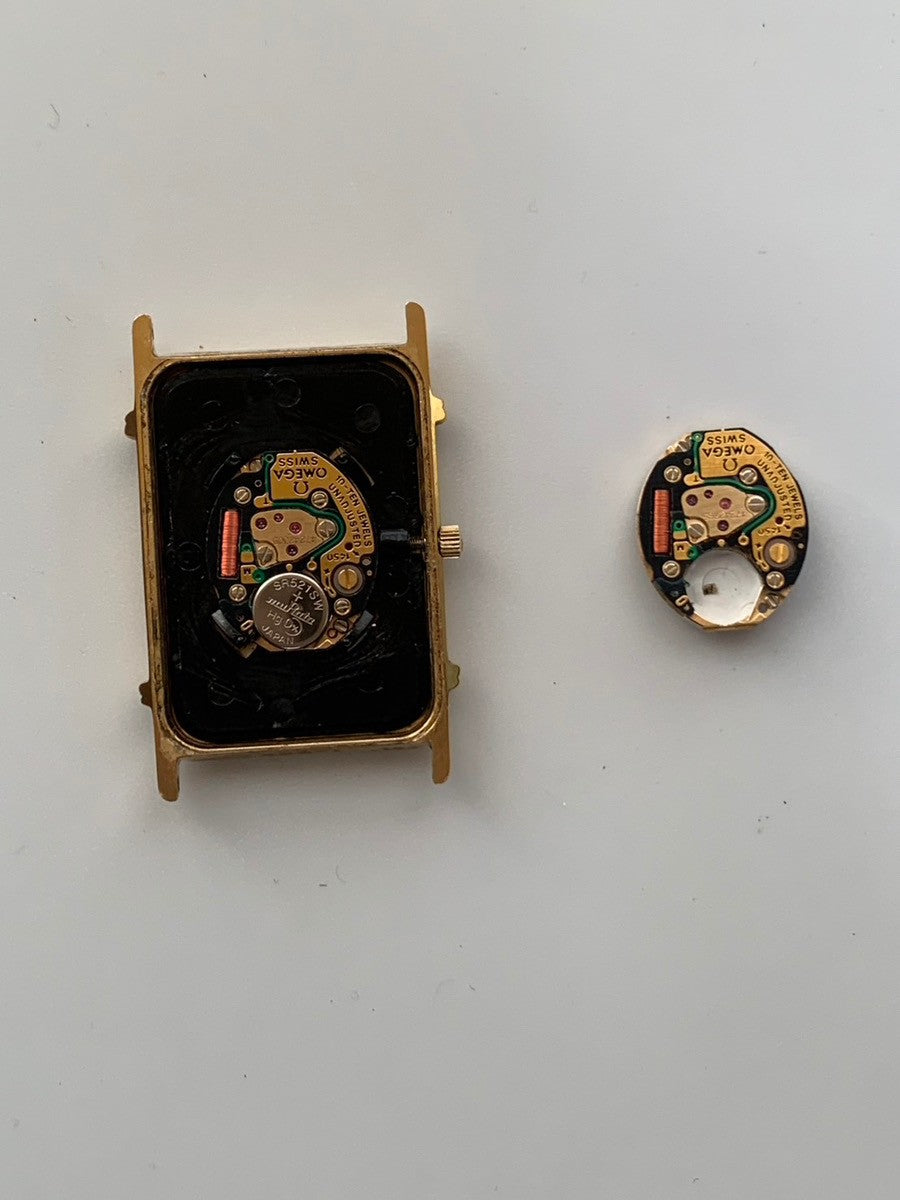 オメガ デ・ヴィル クォーツ Cal.1450 SS 革 社外尾錠（GP） ゴールド文字盤 箱 タグ オーバーホール済み