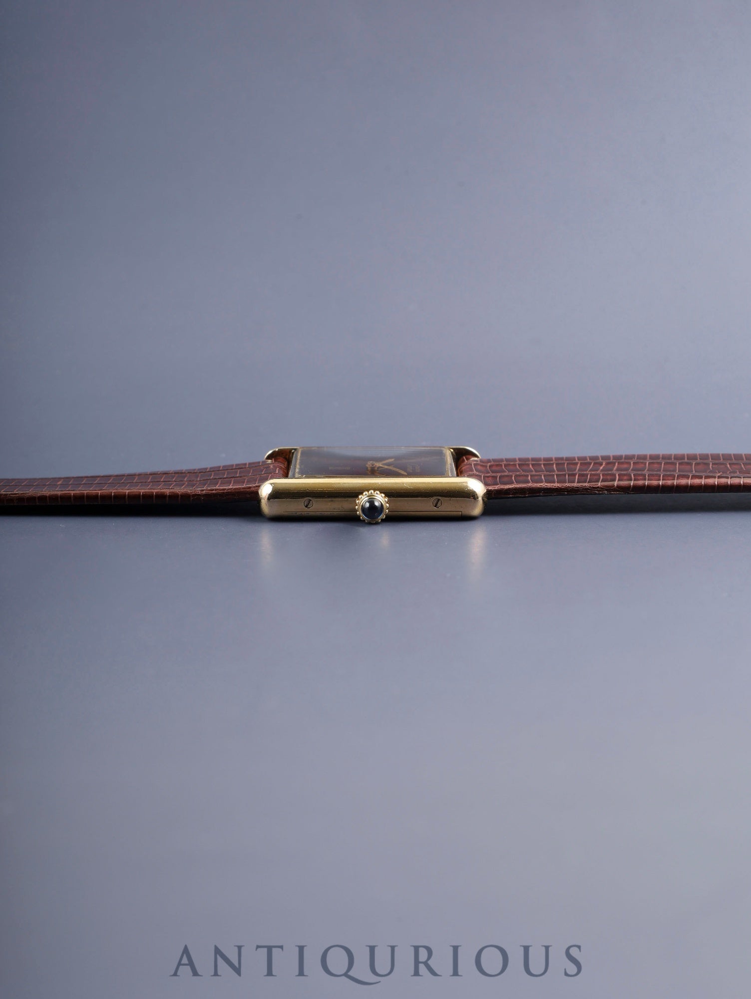 カルティエ マストタンク LM 手巻き Cal.78-1 SV925 革 純正ピンバックル（GP）マホガニー文字盤（SWISS表記） オーバーホール済み ※ケース裏彫り有り