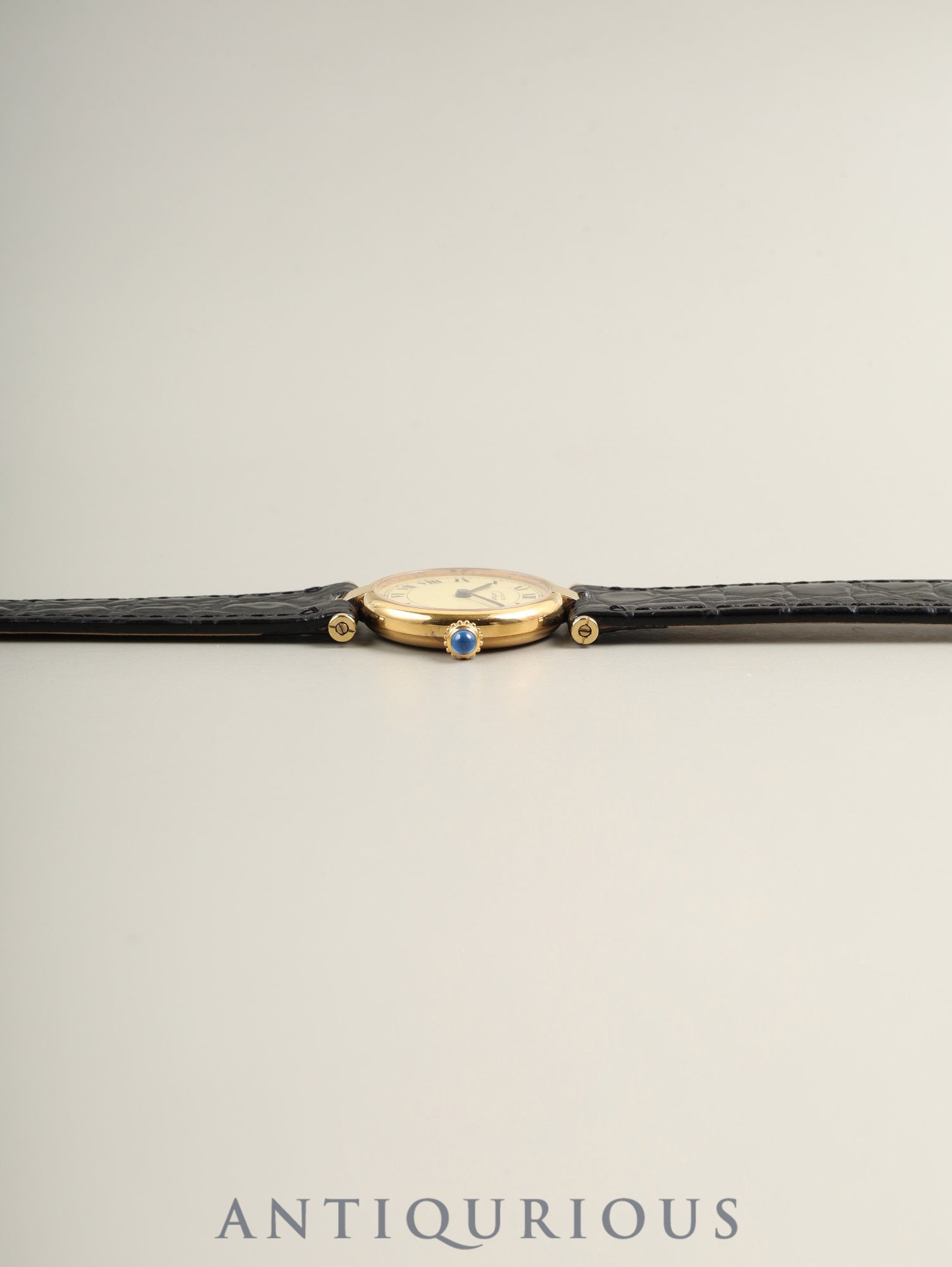 カルティエ マスト ヴァンドーム VLC SM 590004 クォーツ Cal.90 SV925 革 純正ピンバックル（GP）アイボリーローマン文字盤 箱 タグ 冊子 保証書（1991年）オーバーホール済み