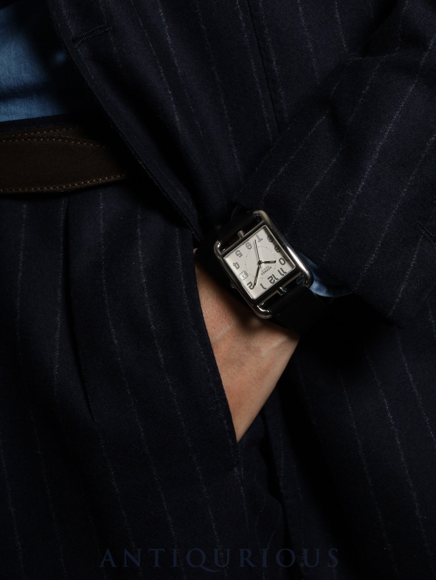 Hermes Cape Cod CC1.810 Quartz Cal.164111 Stainless Steel Leather Strap Original Buckle (Stainless Steel) Silver Arabic Dial Overhauled