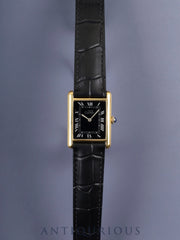 Cartier Must Tank LM Manual Winding Cal. 78-1 SV925 Leather Genuine D Buckle (GP) Black Roman Dial Box Overhauled and Finished to Like New