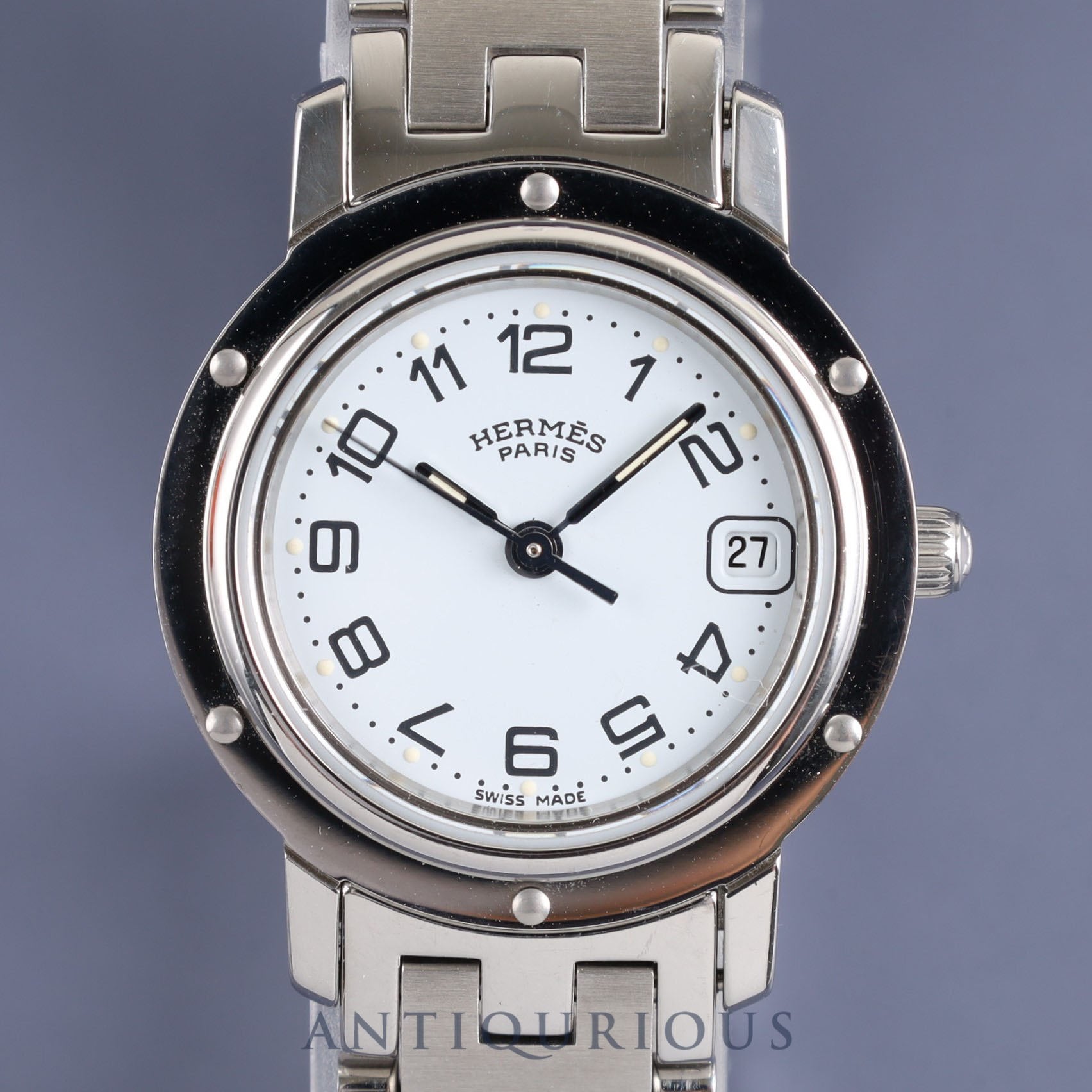 Hermes Clipper CL4.210 Quartz SS SS White Dial Box Warranty (1999) Overhauled