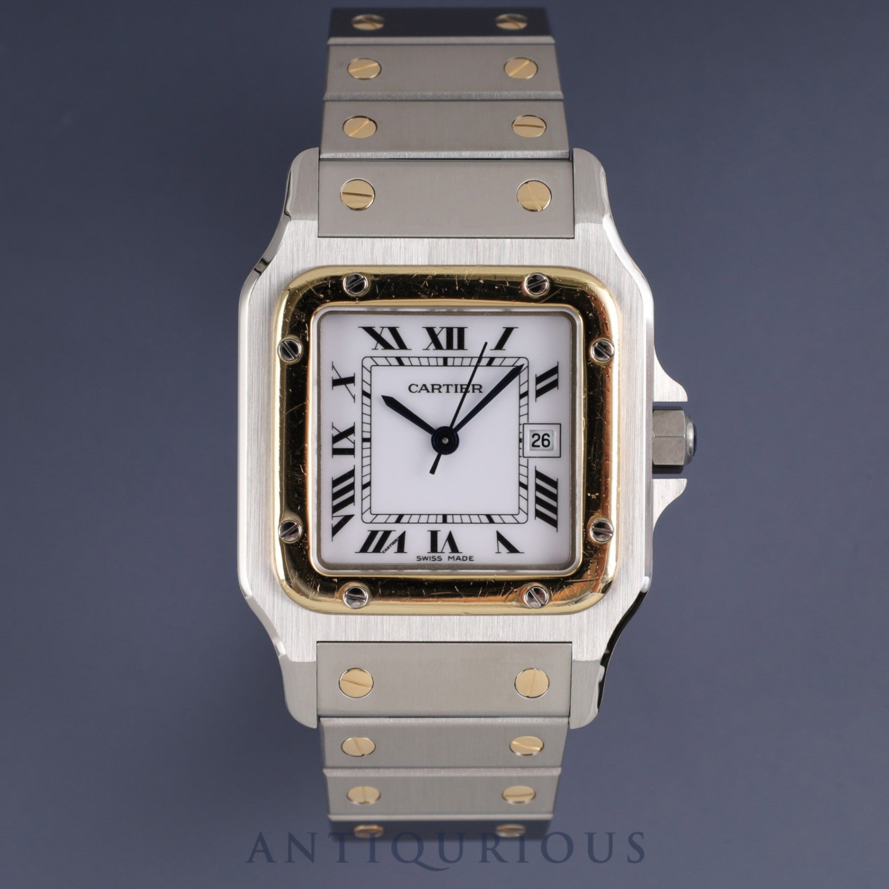カルティエ サントス ガルベ LM 1553 自動巻き Cal.- SS/YG SS/YG ホワイト文字盤  カルティエブティックにてコンプリートサービス済み 新品ブレス交換済み