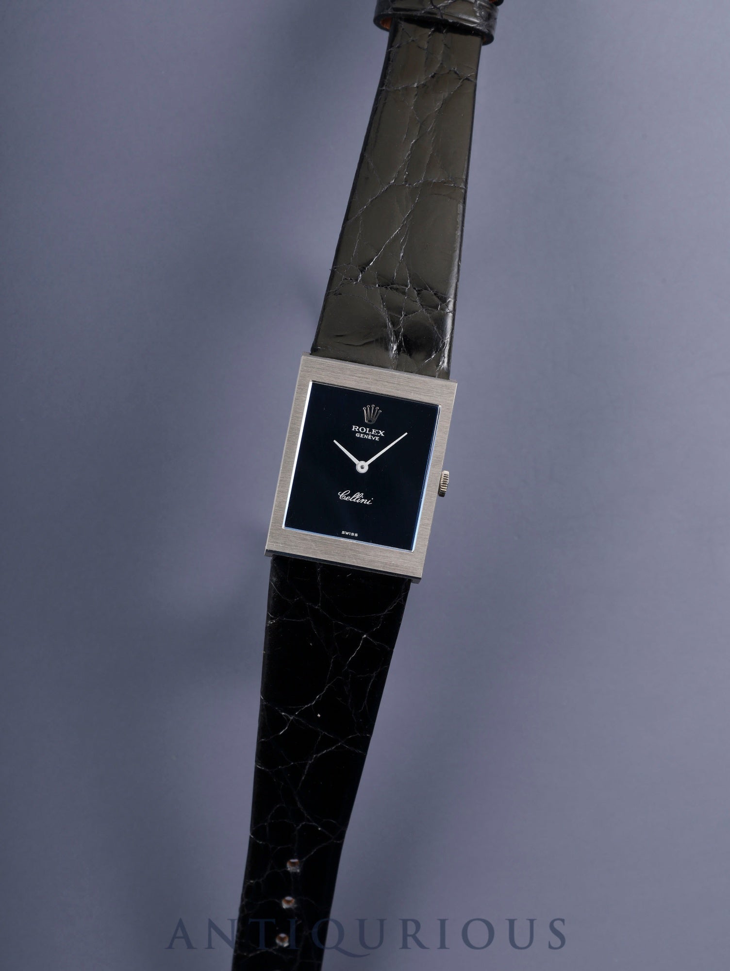 ロレックス チェリーニ 4014 手巻き Cal.1600 750WG 革 純正尾錠（GP） ブルー文字盤 35番台（1972年）オーバーホール済み