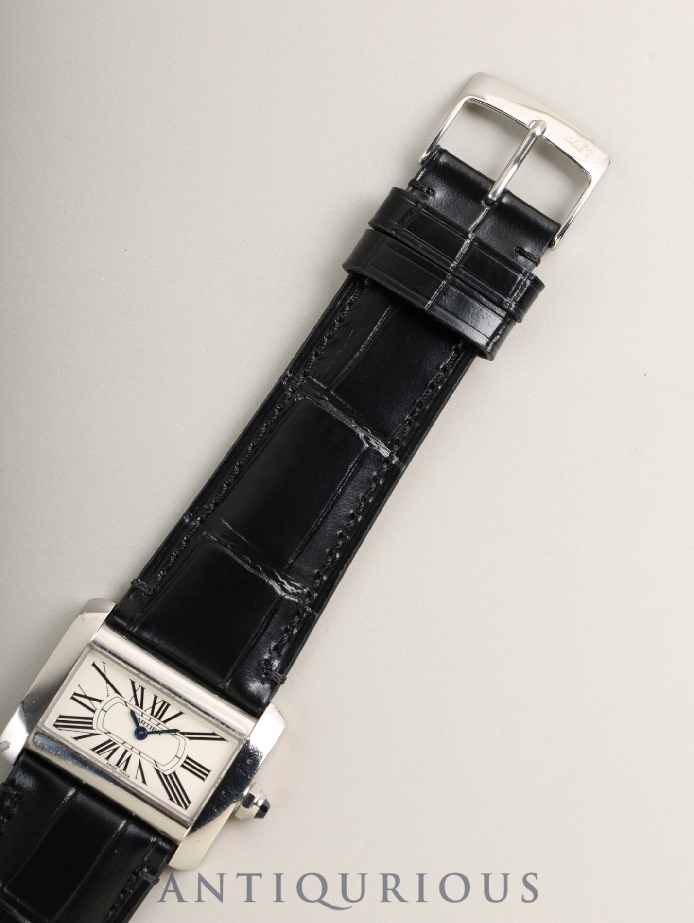 Cartier Tank Divan Mini W6300255 / 2599 Quartz Cal.157 SS Leather Non-OEM Pin Buckle (SS) Silver Roman Dial Overhauled