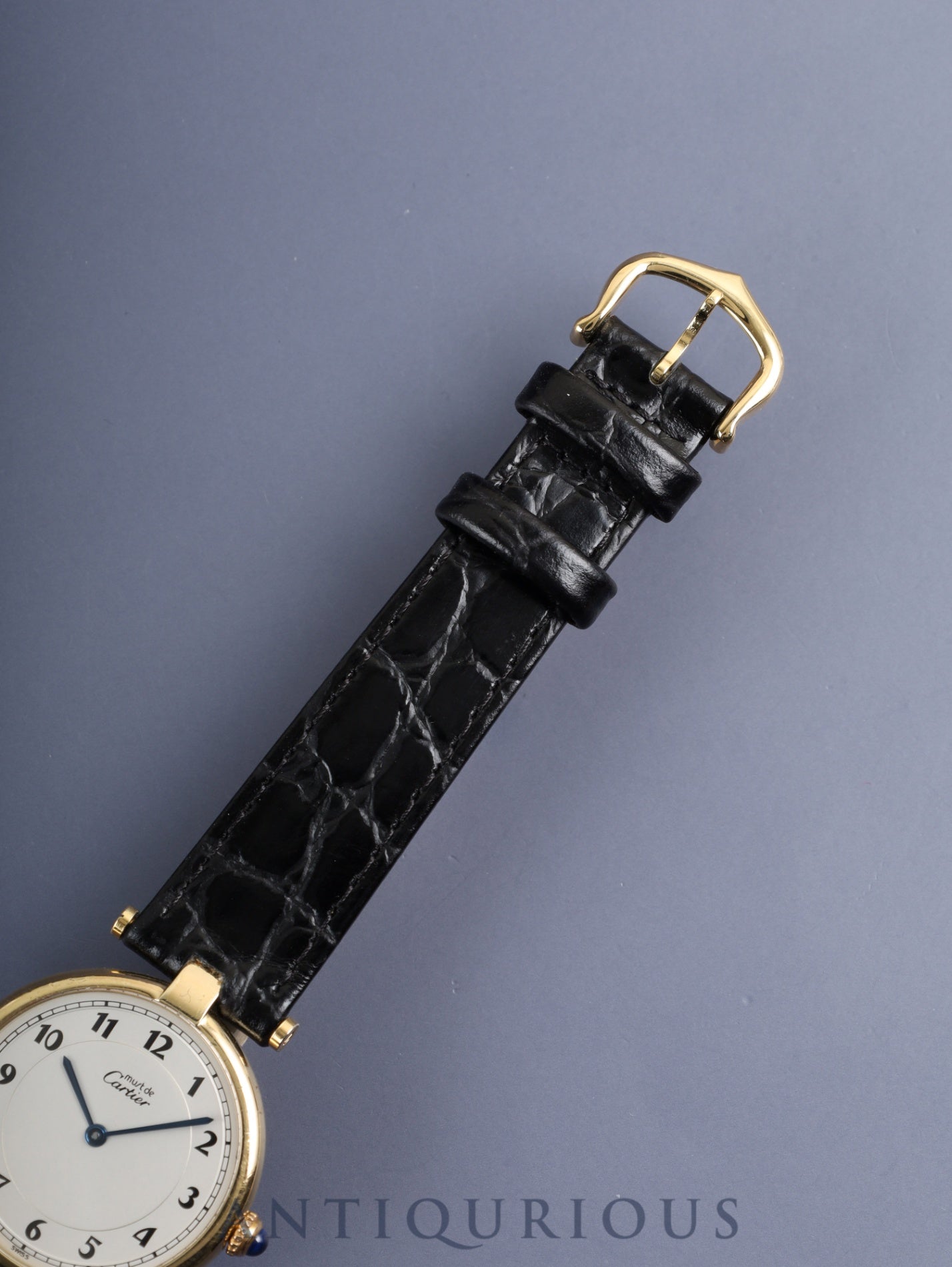 カルティエ マスト ヴァンドーム VLC LM 17 クォーツ SV925 革 純正ピンバックル（GP）アラビア文字盤 カルティエブティックにてコンプリートサービス済み