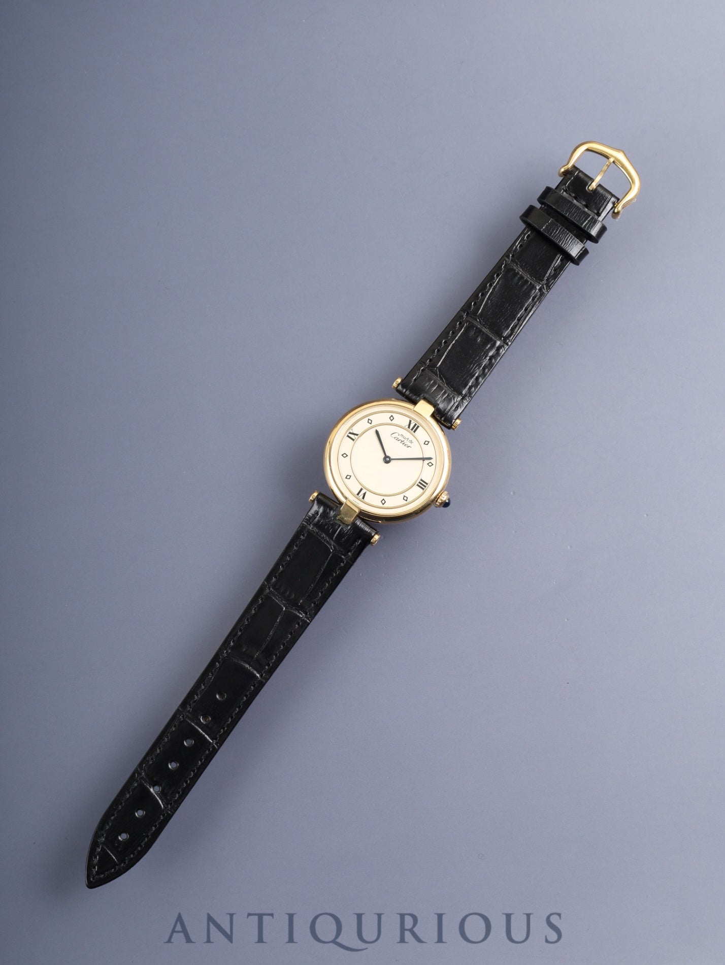 カルティエ マスト ヴァンドーム VLC LM W1001953 / 590003 クォーツ Cal.90 SV925 革 純正尾錠（GP） アイボリー4点ローマン文字盤 オーバーホール済み