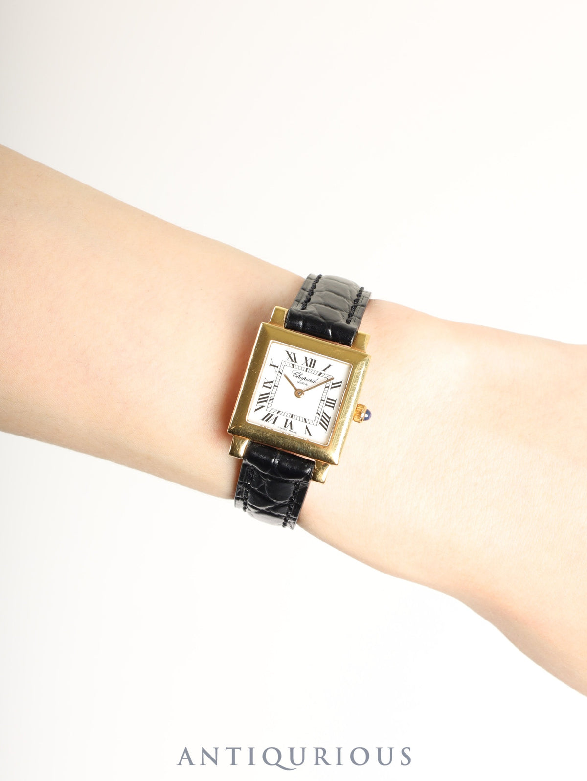 Chopard Classic Square 12/7366 Quartz Cal.976.001 750YG Leather Genuine Pin Buckle (GP) White Roman Dial Box Booklet Warranty Card (2001) Genuine Strap Overhauled