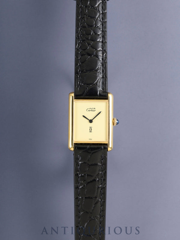 カルティエ マストタンク LM 手巻き Cal.78-1 SV925 革 純正ピンバックル（GP）アイボリー文字盤（SWISS表記）オーバーホール済み 新品仕上げ済み