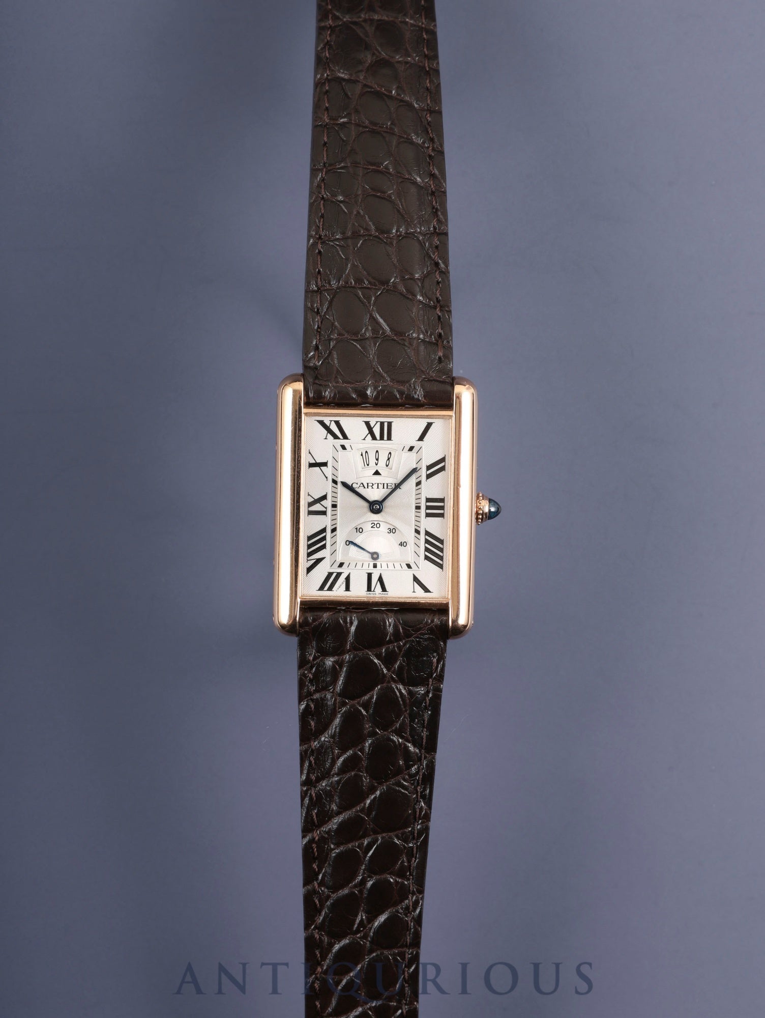 カルティエ タンクルイカルティエ XL W1560003 / 3185 自動巻き Cal.9753MC AU750（PG） 革 純正Dバックル（AU750）PG シルバーギョーシェ文字盤 箱 保証書（2017年） オーバーホール済み