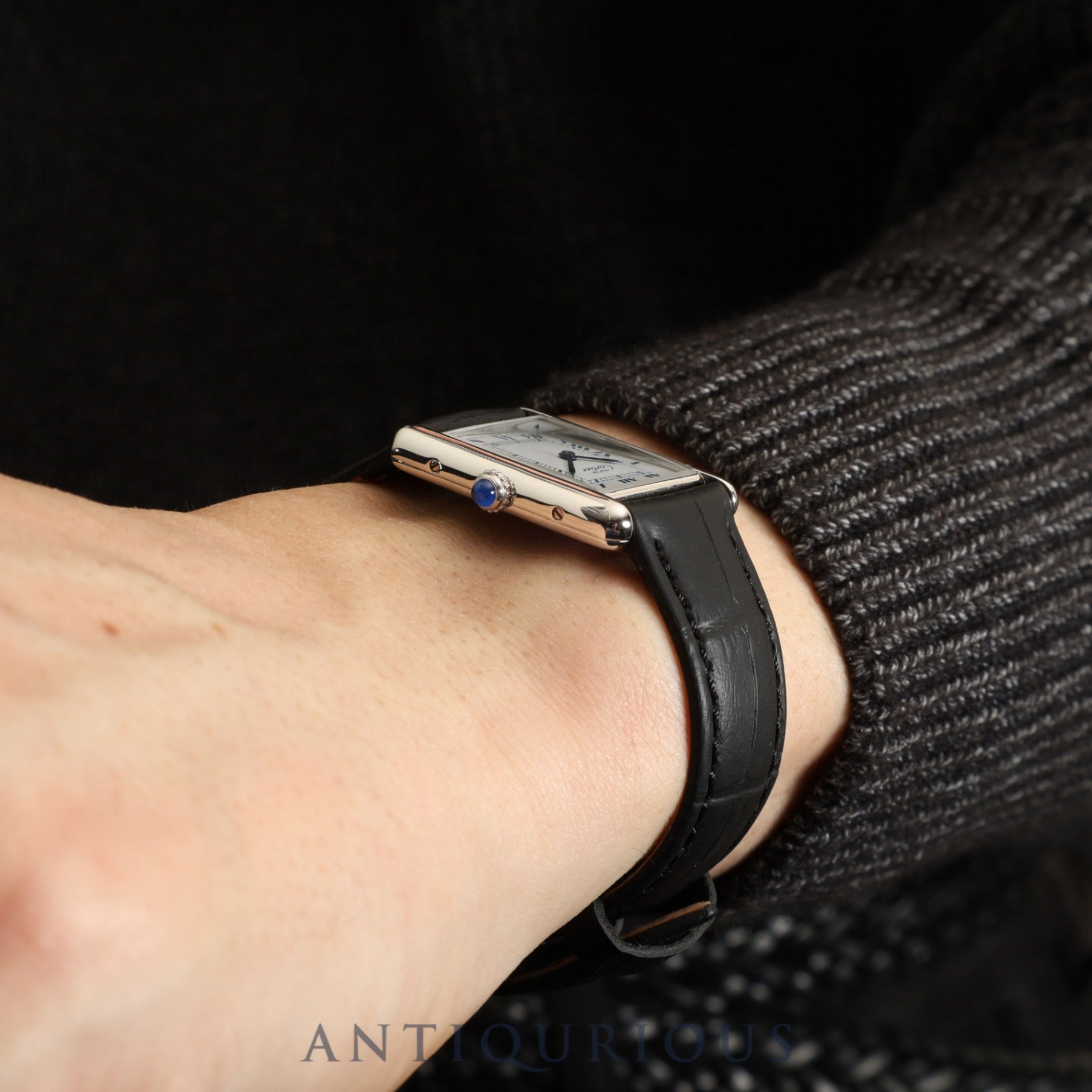 Cartier Must Tank LM 681006 Quartz Caliber 81 SV925 Leather Strap with Genuine Stainless Steel Buckle, White Roman Dial, Circa 1982-1995, Overhauled and Finished to Like New