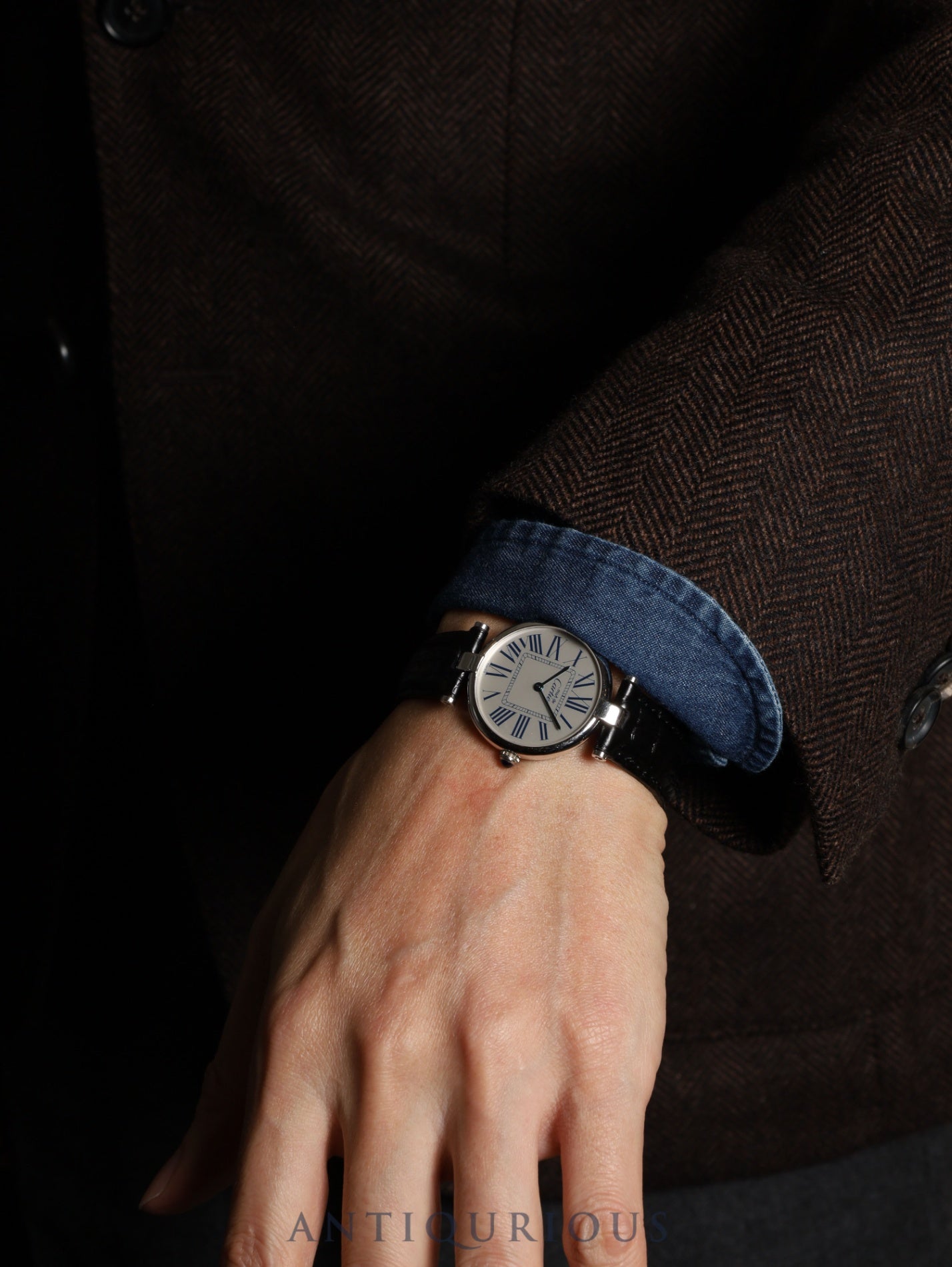 カルティエ マスト ヴァンドーム VLC LM 1860 クォーツ Cal.90.06 SV925 革 純正Dバックル（SS） オパラン文字盤 保証書（1996年）オーバーホール済み