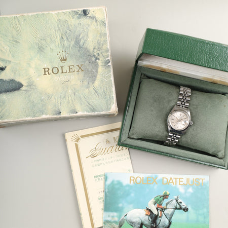 ロレックス デイトジャスト レディ 69174 自動巻き Cal.2135 SS/WG SS シルバー文字盤 箱 冊子 保証書（1989年）オーバーホール済み