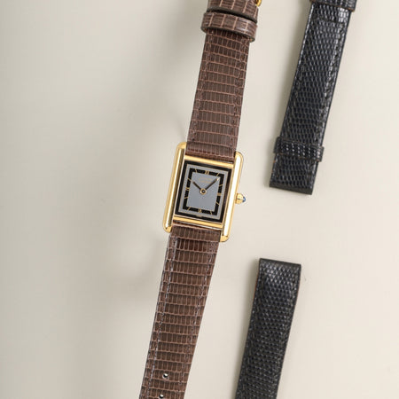 カルティエ マストタンク SM 3 66001 クォーツ Cal.157 SV925 革 純正ピンバックル（GP）グレー飛びローマン文字盤（SWISS表記 ）純正レザーベルト付き オーバーホール済み 新品仕上げ済み