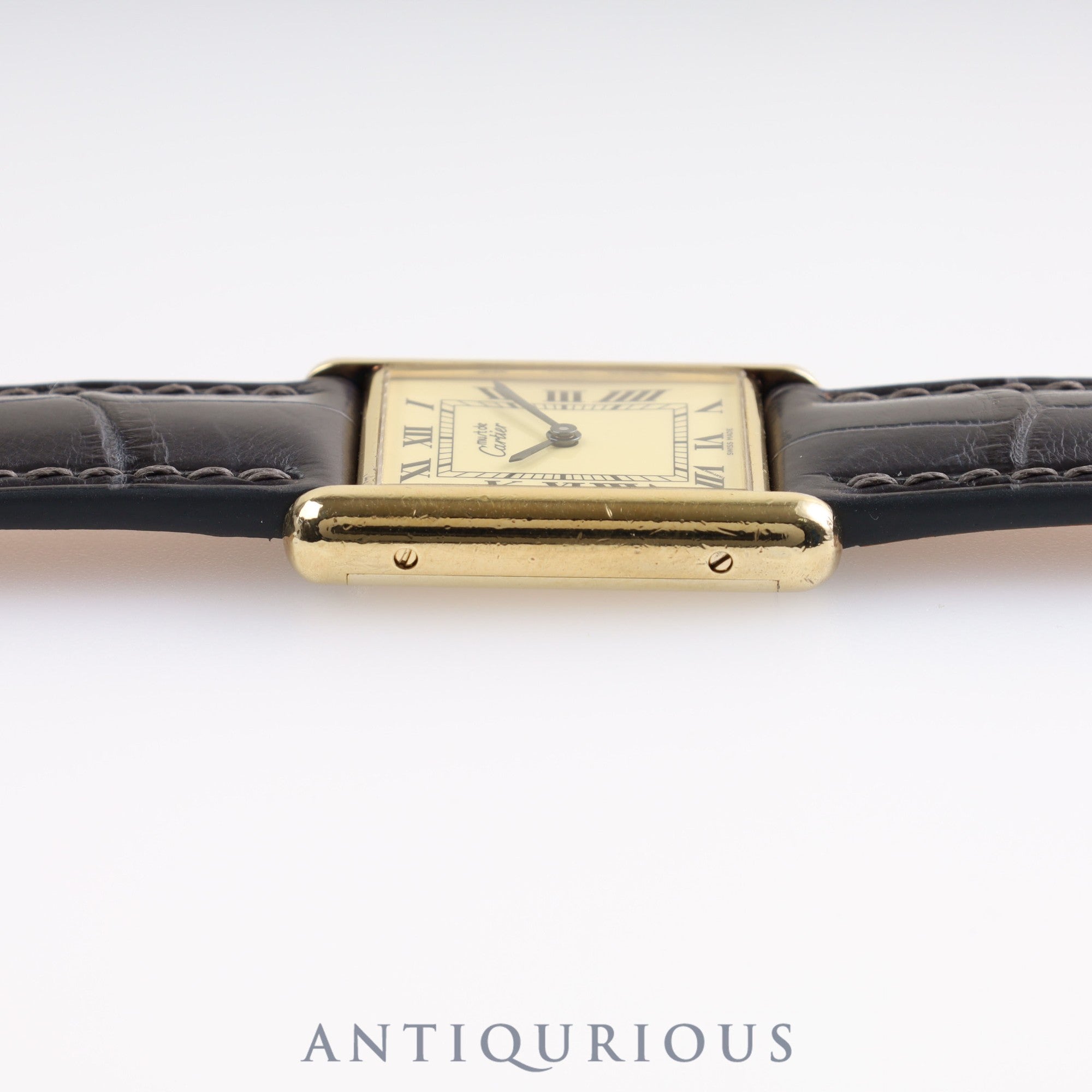 Cartier Must Tank LM Manual Winding SV925 Leather Genuine Buckle Ivory Roman Dial Cartier Boutique Complete Service