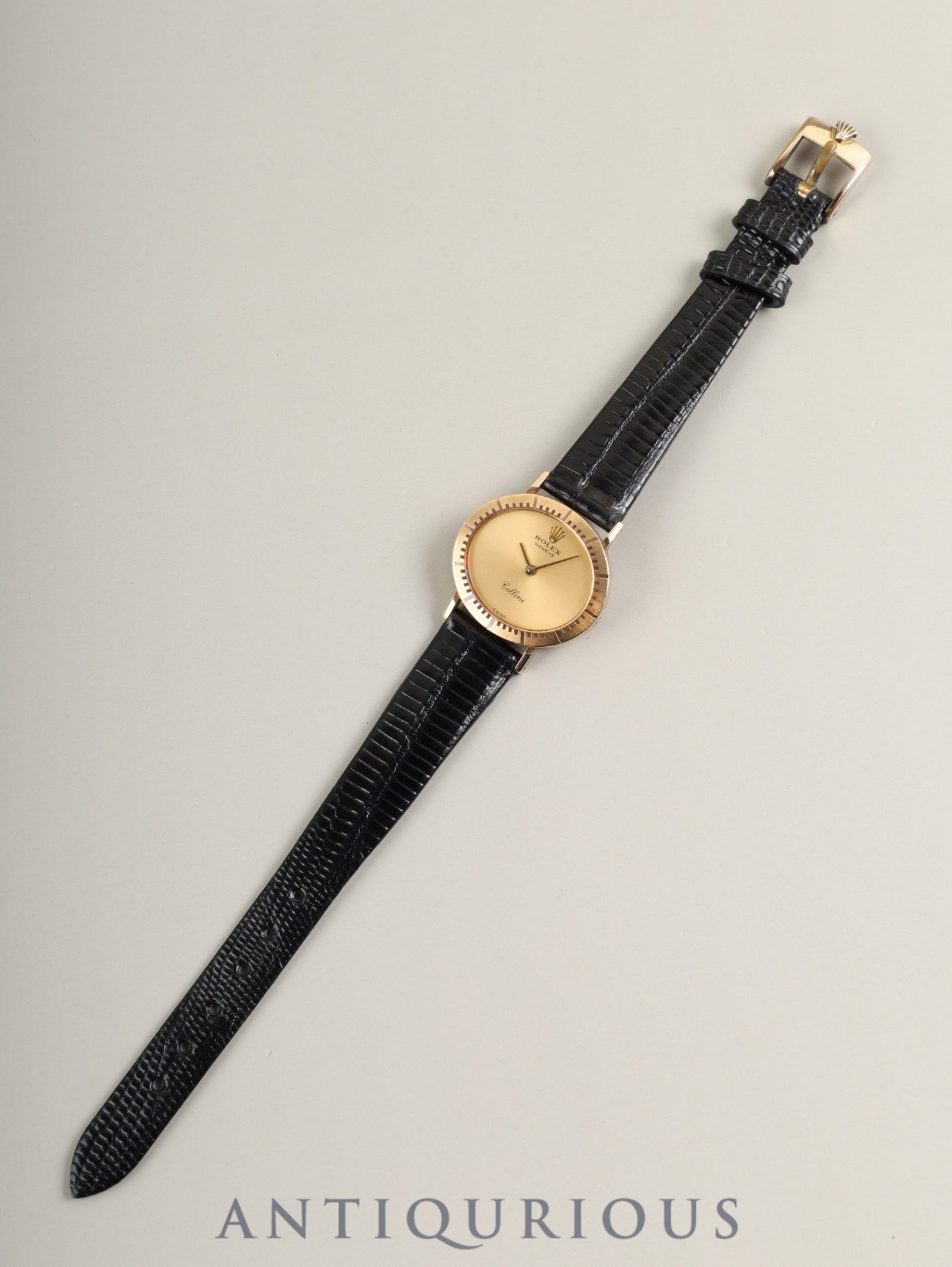 Rolex Cellini 4181 Manual Winding Cal.1600 18K Leather Genuine Pin Buckle (GP) Champagne Dial Warranty (1977) Overhauled
