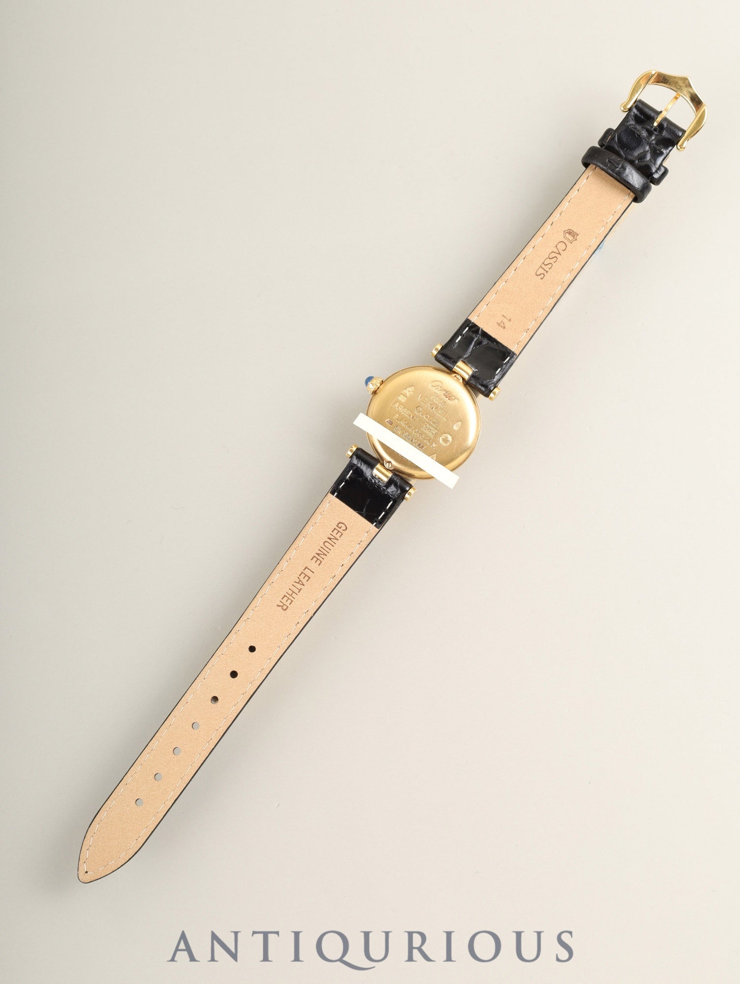 カルティエ マスト ヴァンドーム VLC SM 590004 クォーツ Cal.690 SV925 革 純正尾錠（GP）アイボリー4点ローマン文字盤 箱 冊子 保証書（1993年）オーバーホール済み