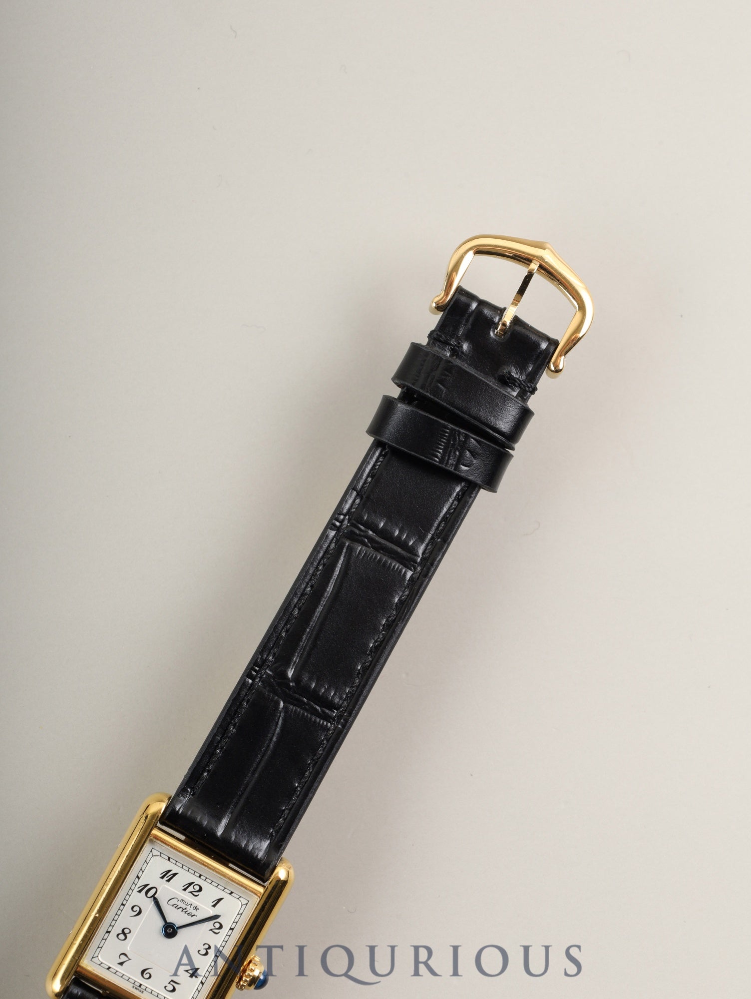 カルティエ マストタンク SM 5057001 クォーツ Cal.057 SV925 革 純正尾錠（GP） アラビア文字盤 オーバーホール済み