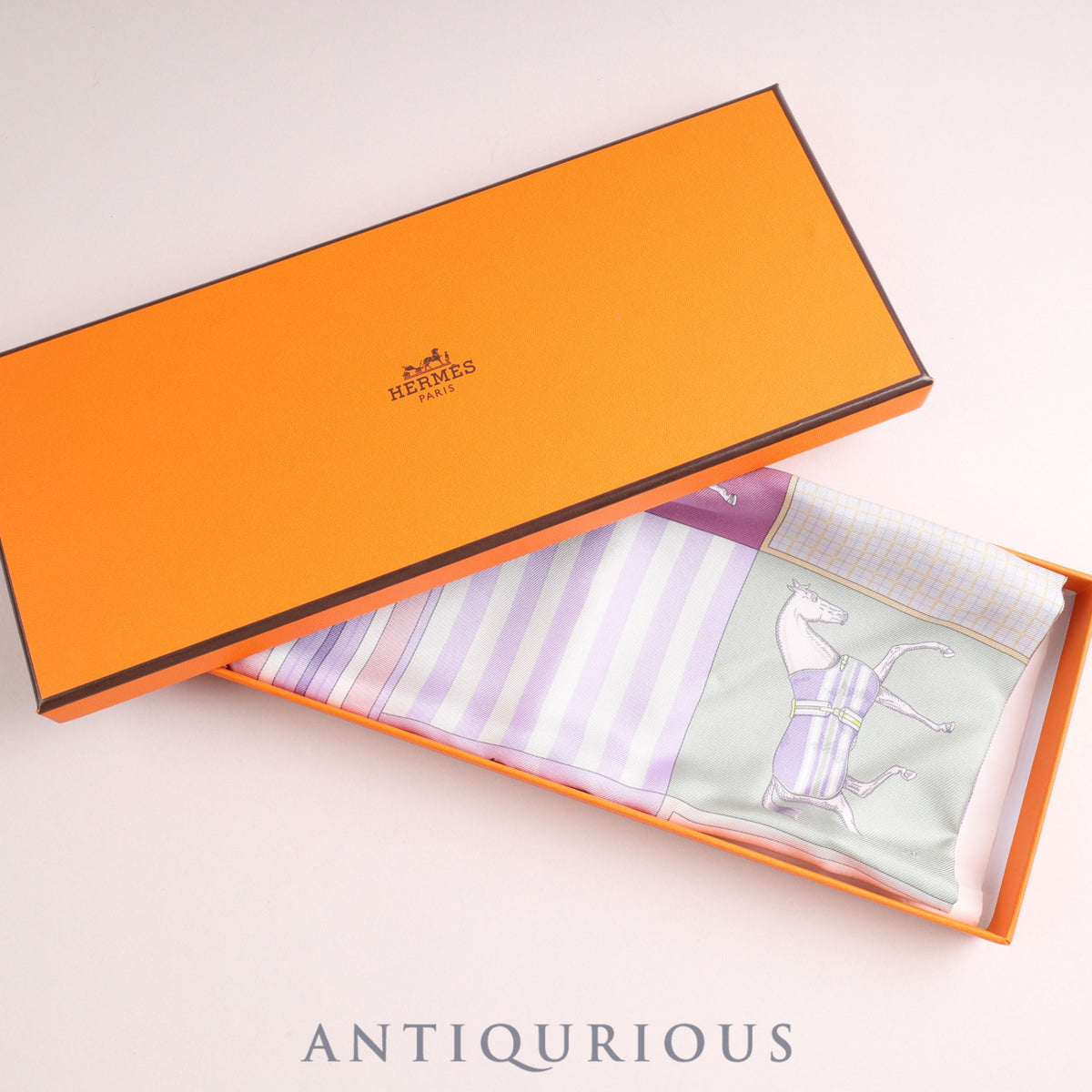 エルメス スカーフ カレ45 COUVERTURES NOUVELLES SILK100% 箱